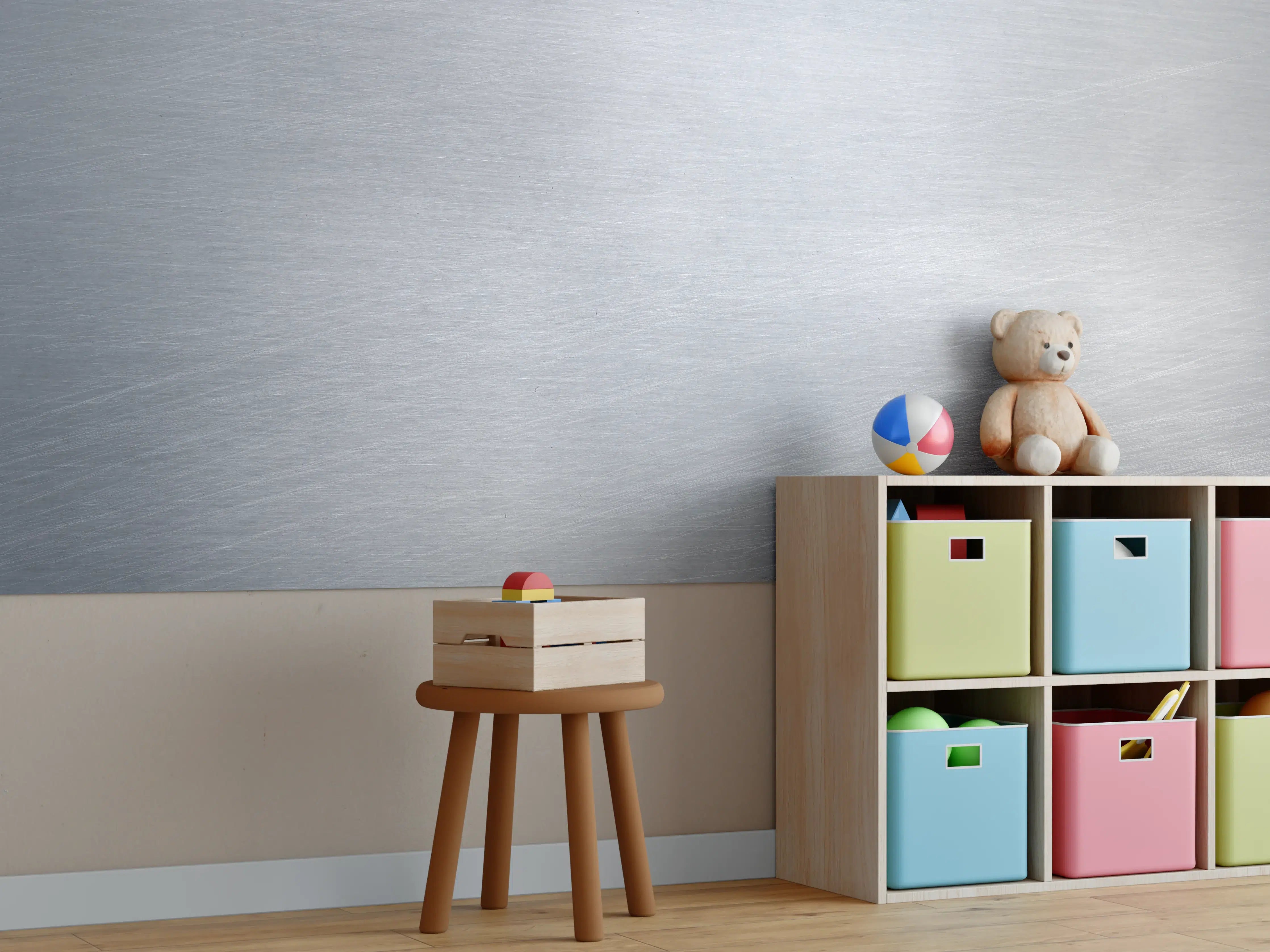 Kinderzimmer Wandgestaltung -  Gebürsteter Stahl