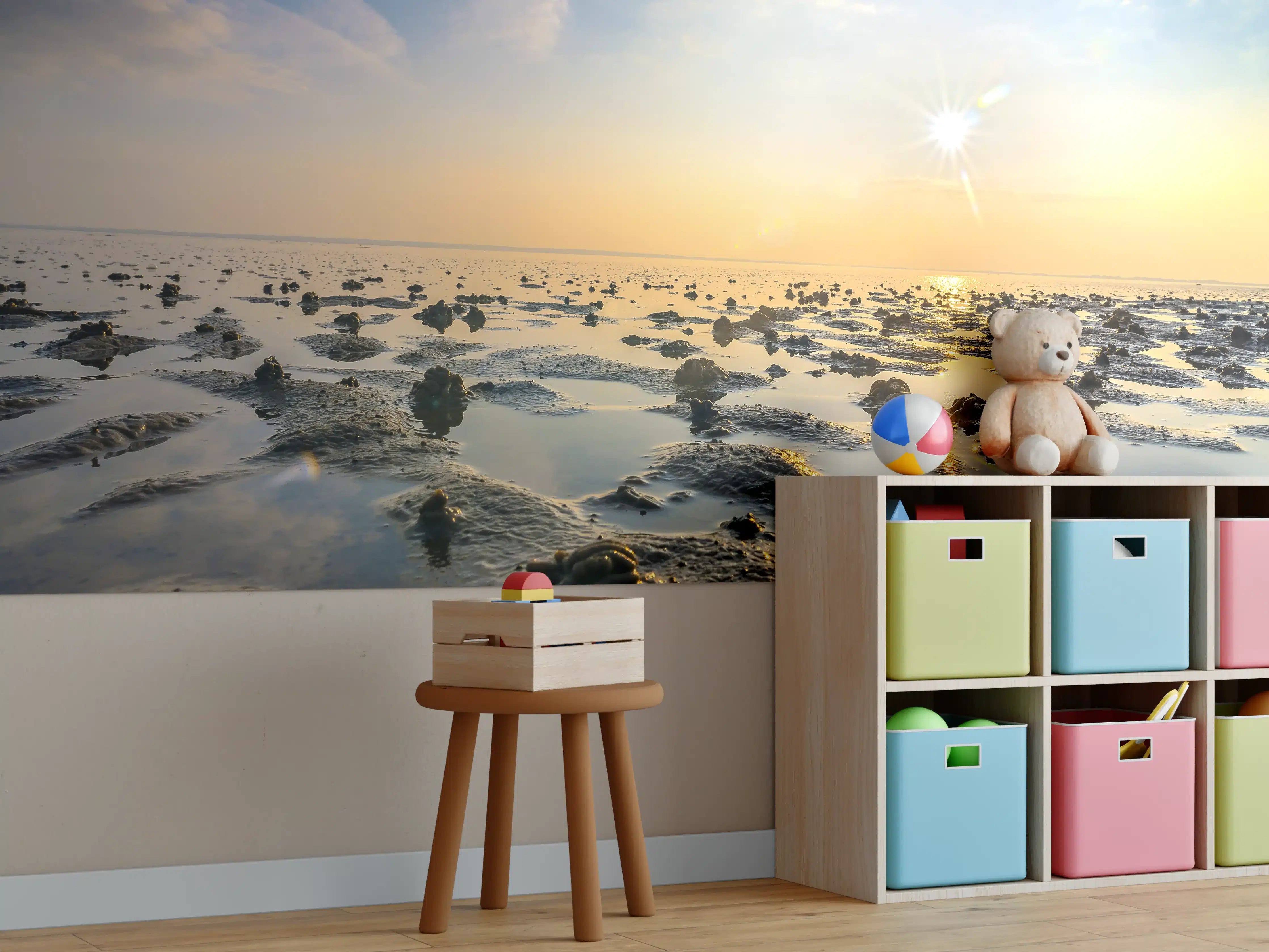 Kinderzimmer Wandgestaltung -  endlose Küste der Nordsee 