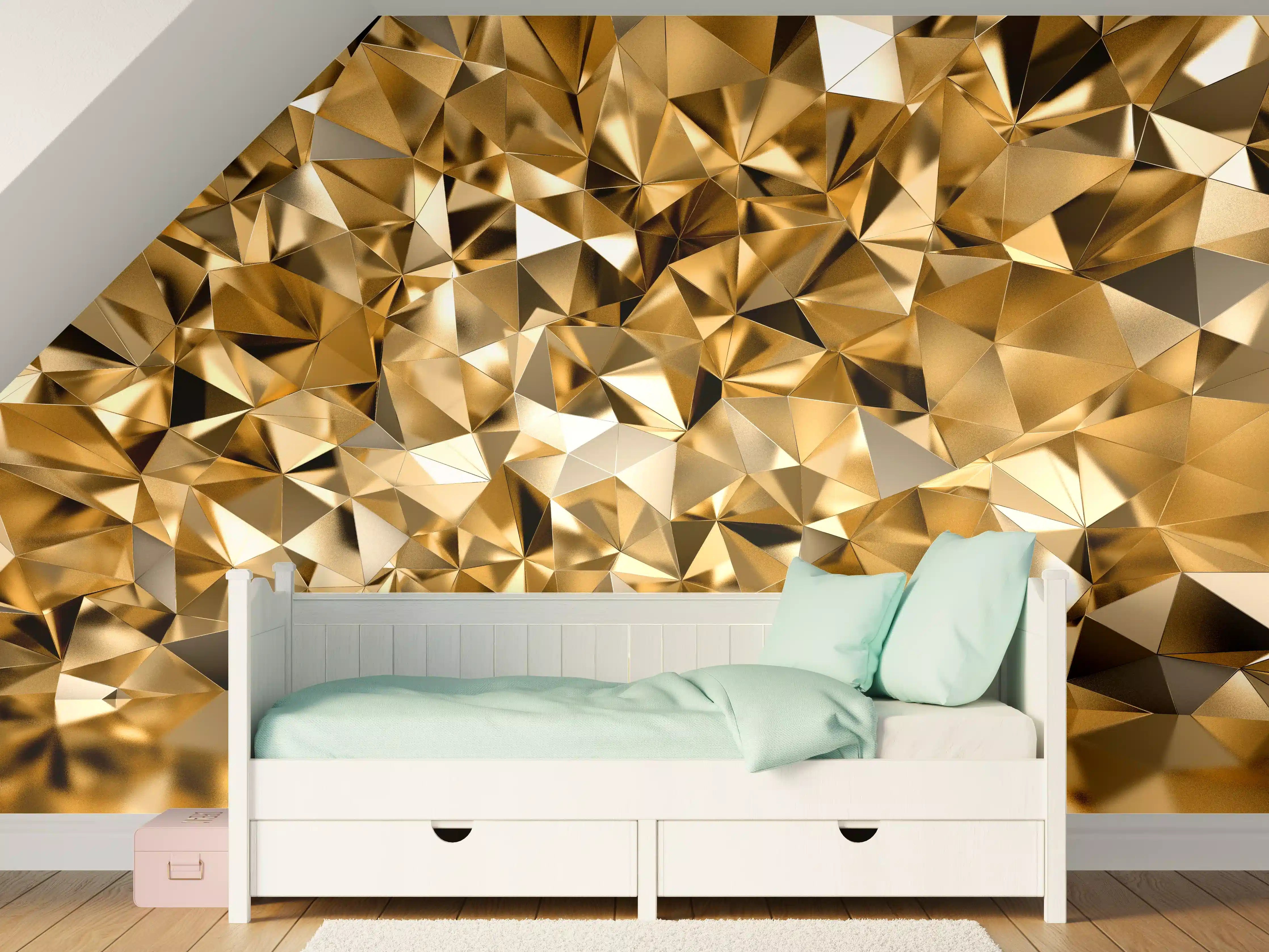 Kinderzimmer Wandgestaltung - 3D Illustration - Goldenes Design