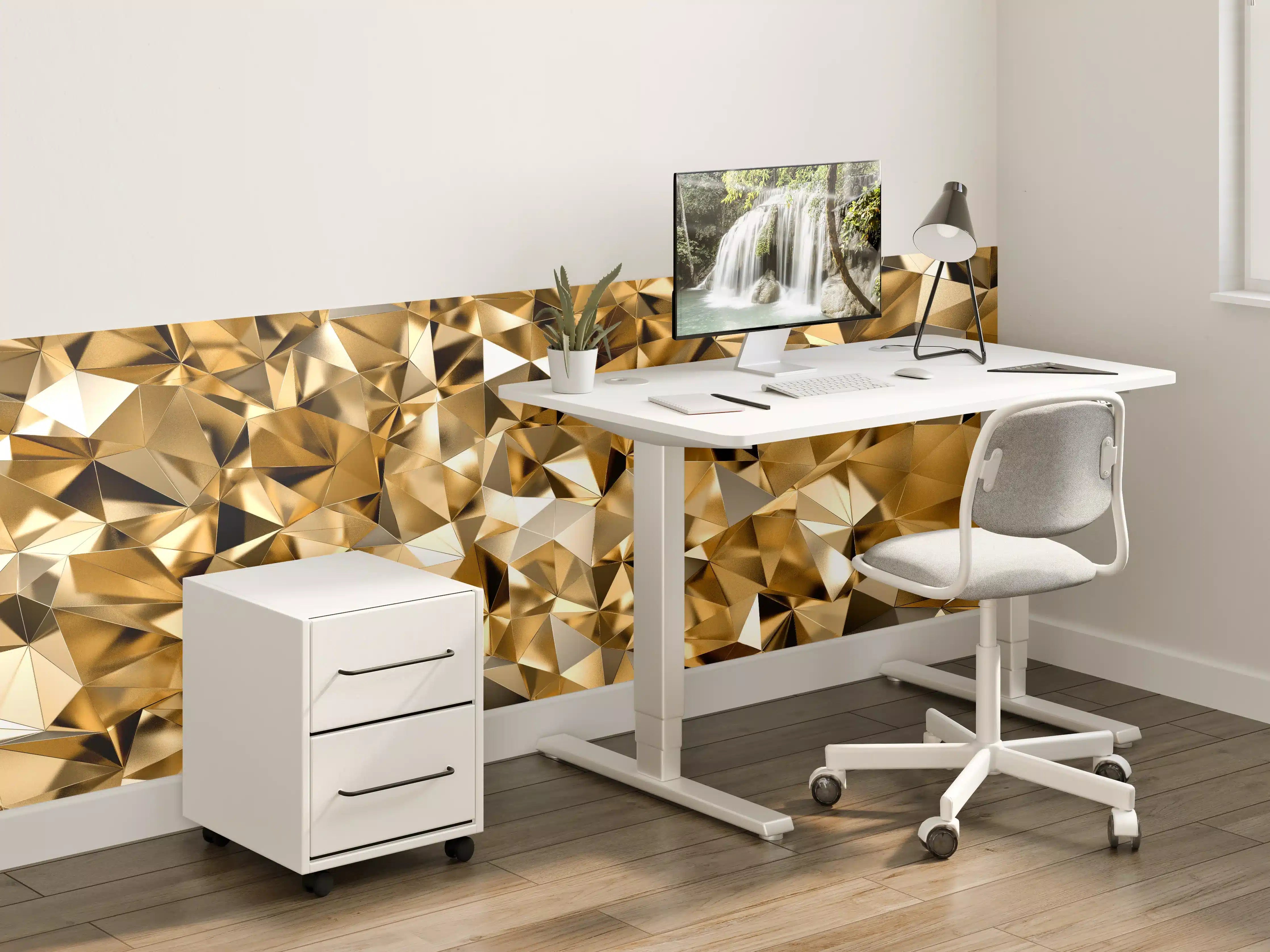 Kinderzimmer Wandgestaltung - 3D Illustration - Goldenes Design