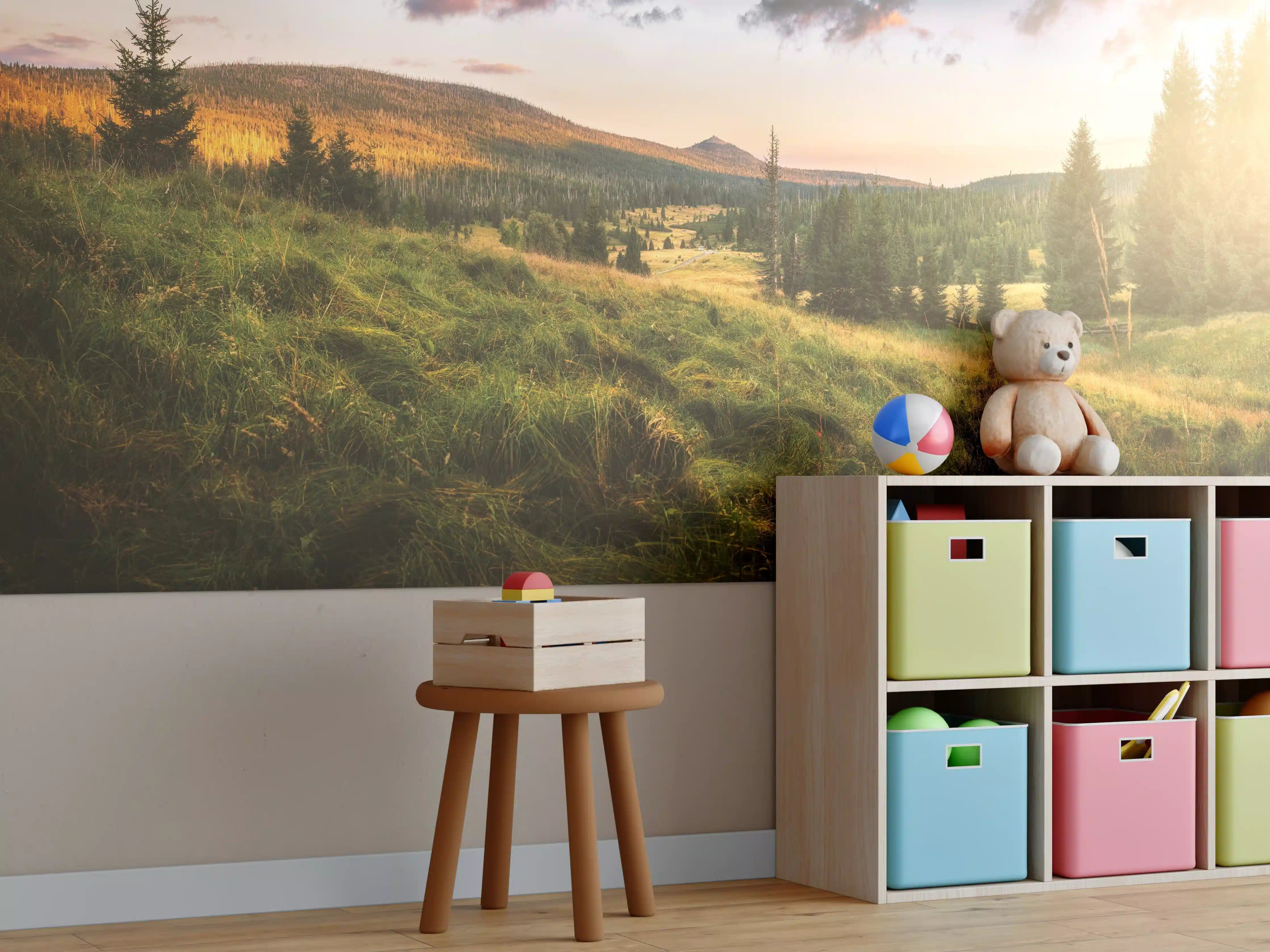 Kinderzimmer Wandgestaltung - Abendlicher Berg Luzný - Tschechien