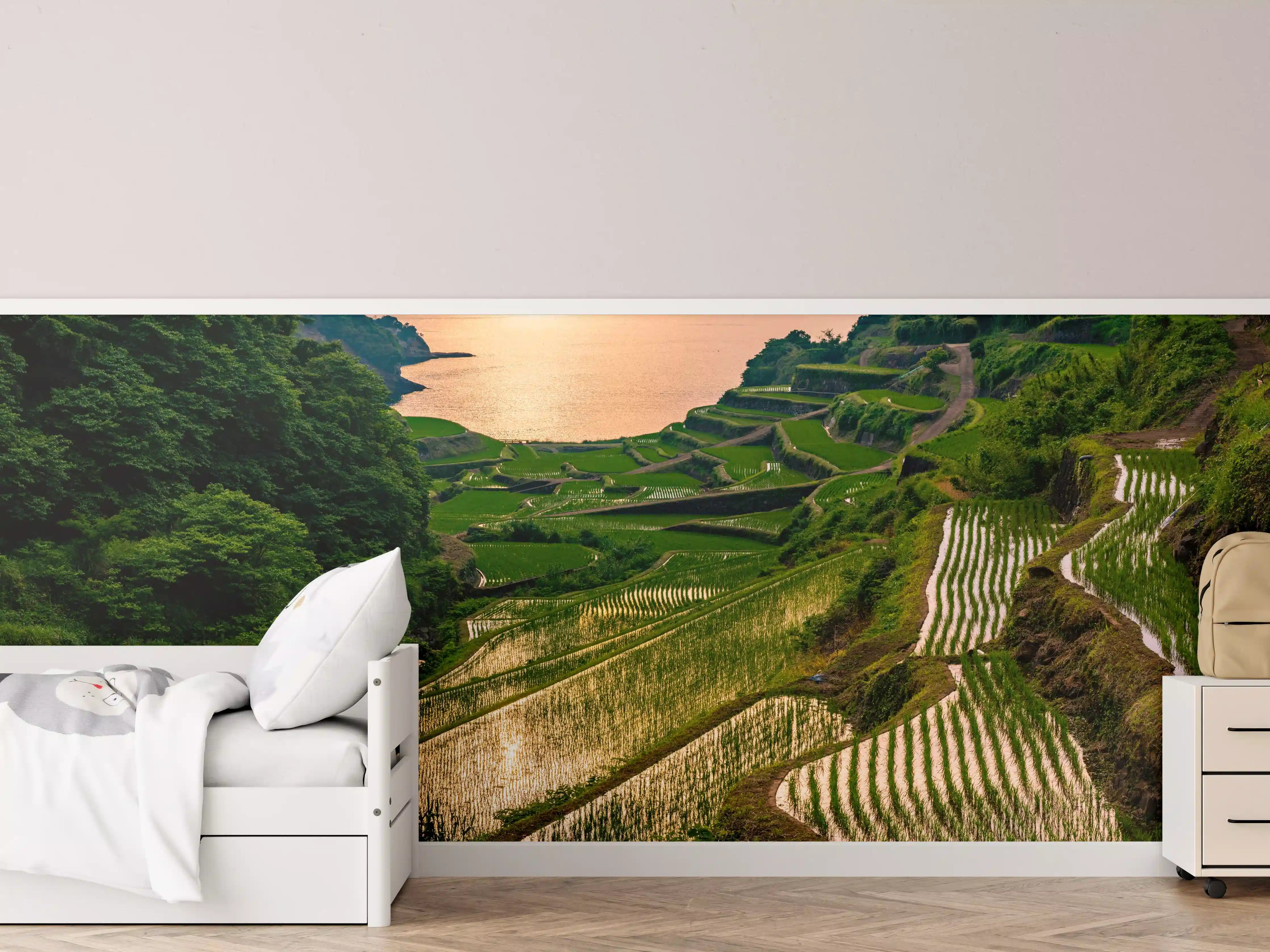 Kinderzimmer Wandgestaltung - Abendlicher Blick japanische Berglandschaft