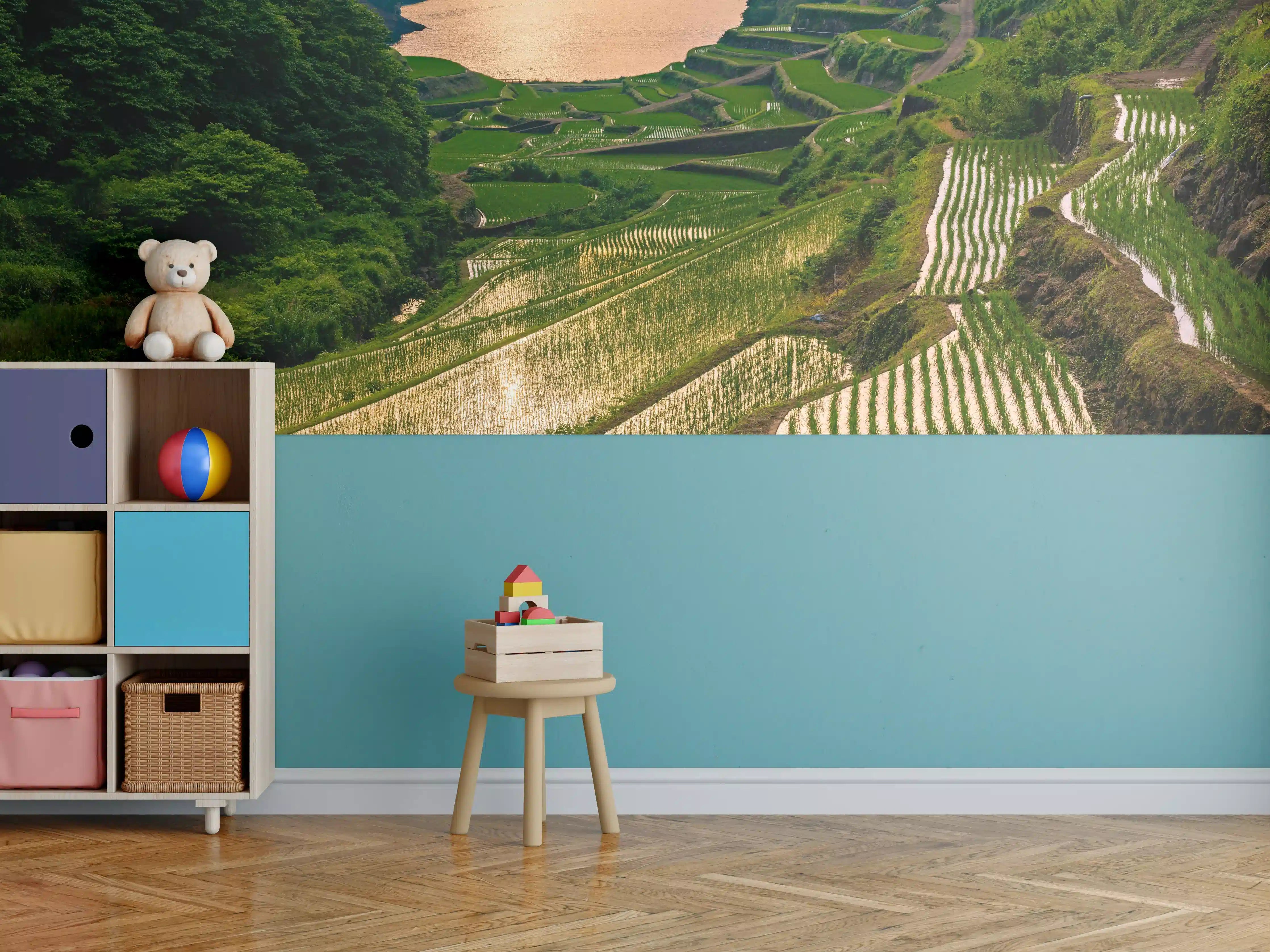 Kinderzimmer Wandgestaltung - Abendlicher Blick japanische Berglandschaft