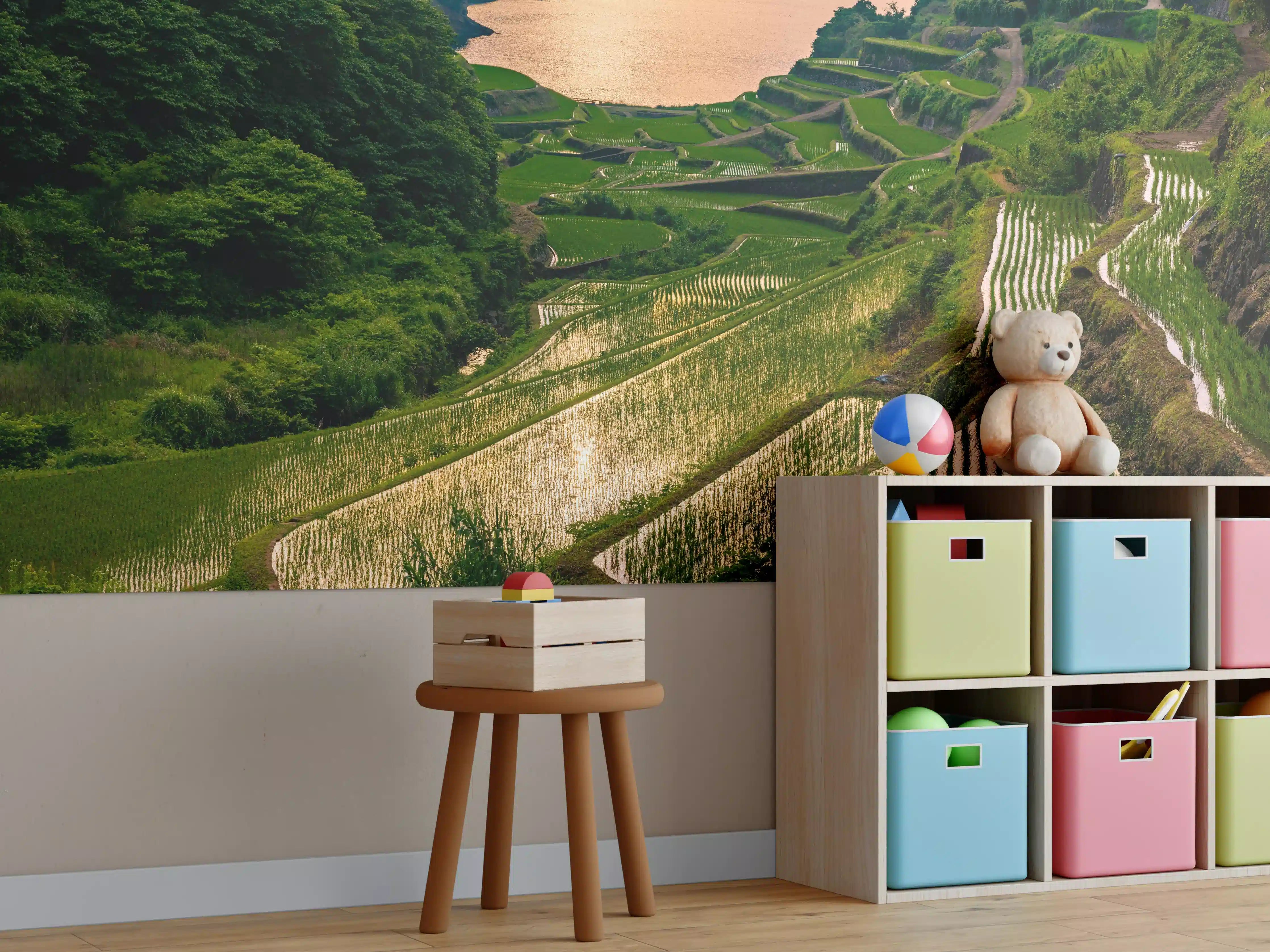Kinderzimmer Wandgestaltung - Abendlicher Blick japanische Berglandschaft