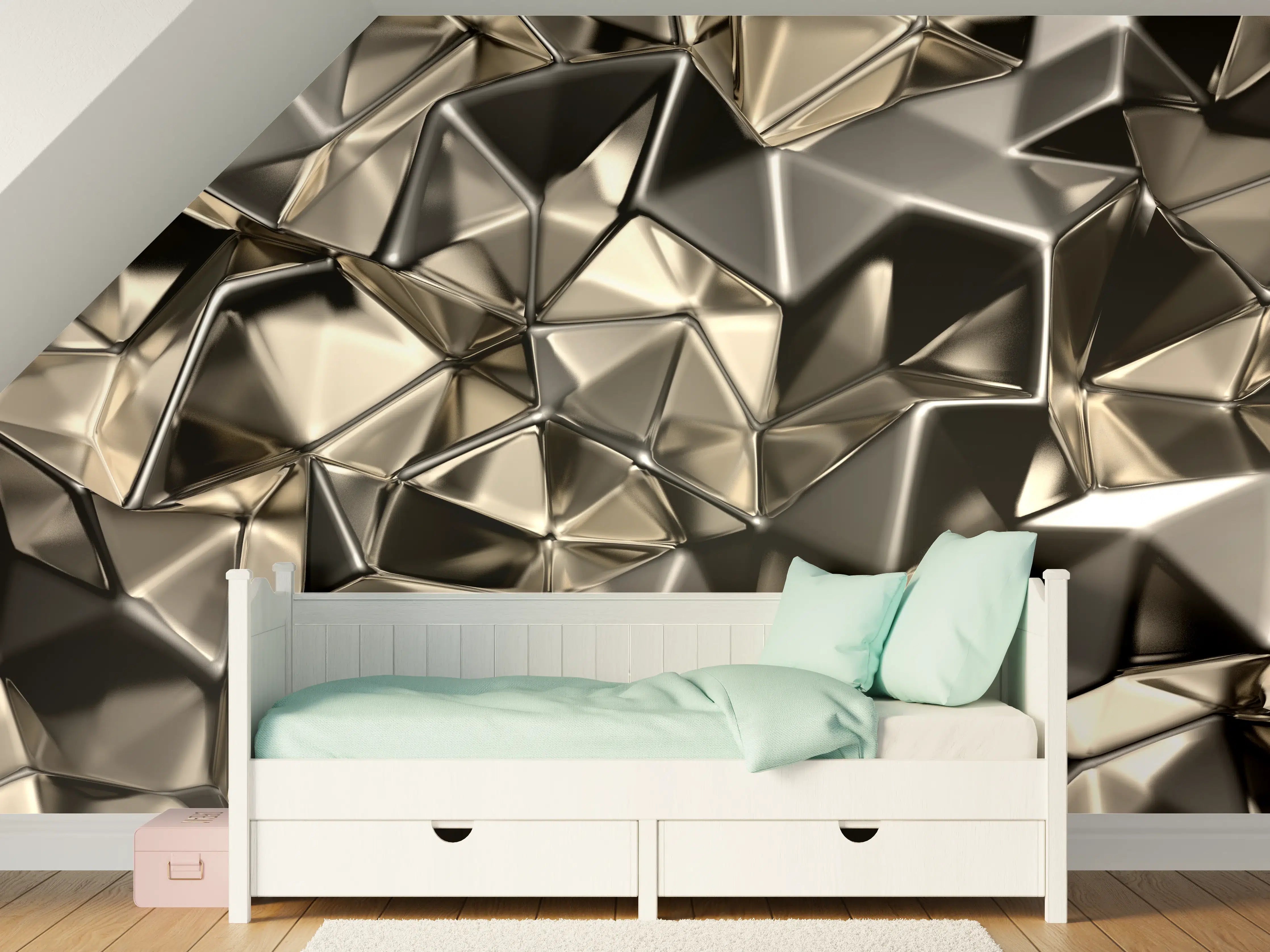 Kinderzimmer Wandgestaltung - Abstract Metallic Triangle Pattern