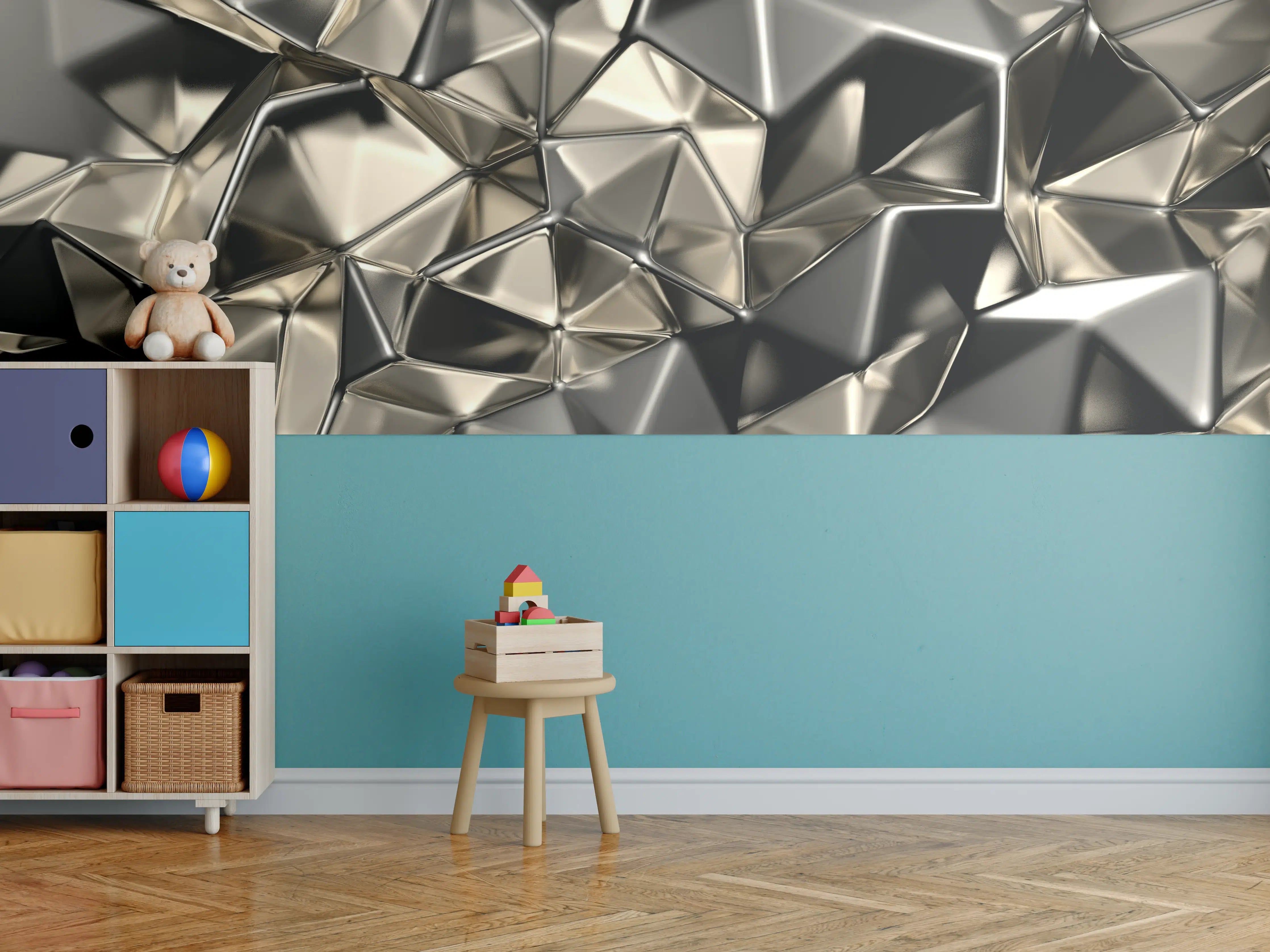 Kinderzimmer Wandgestaltung - Abstract Metallic Triangle Pattern