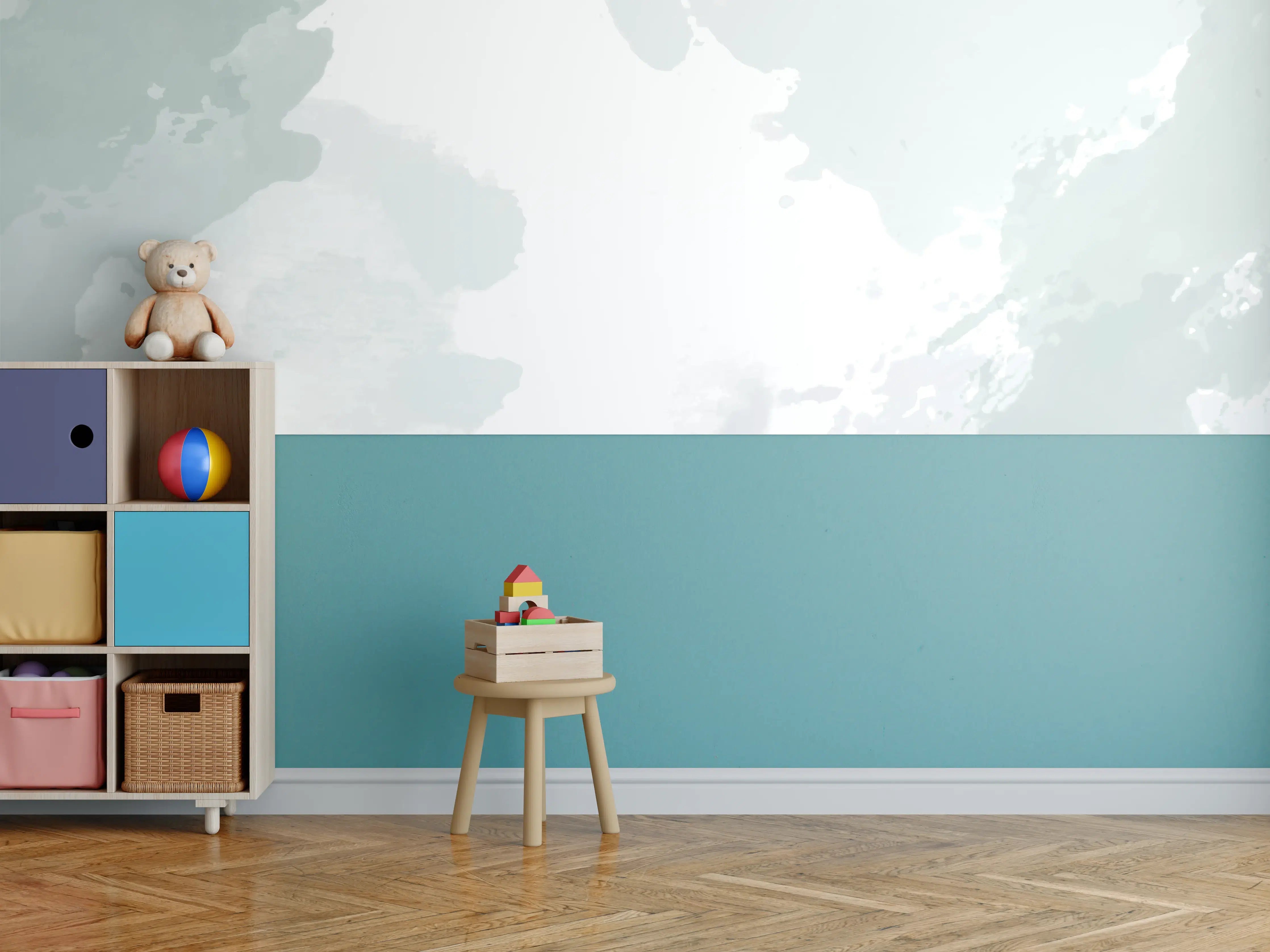 Kinderzimmer Wandgestaltung - Abstrakt Grau-Weiß Textur
