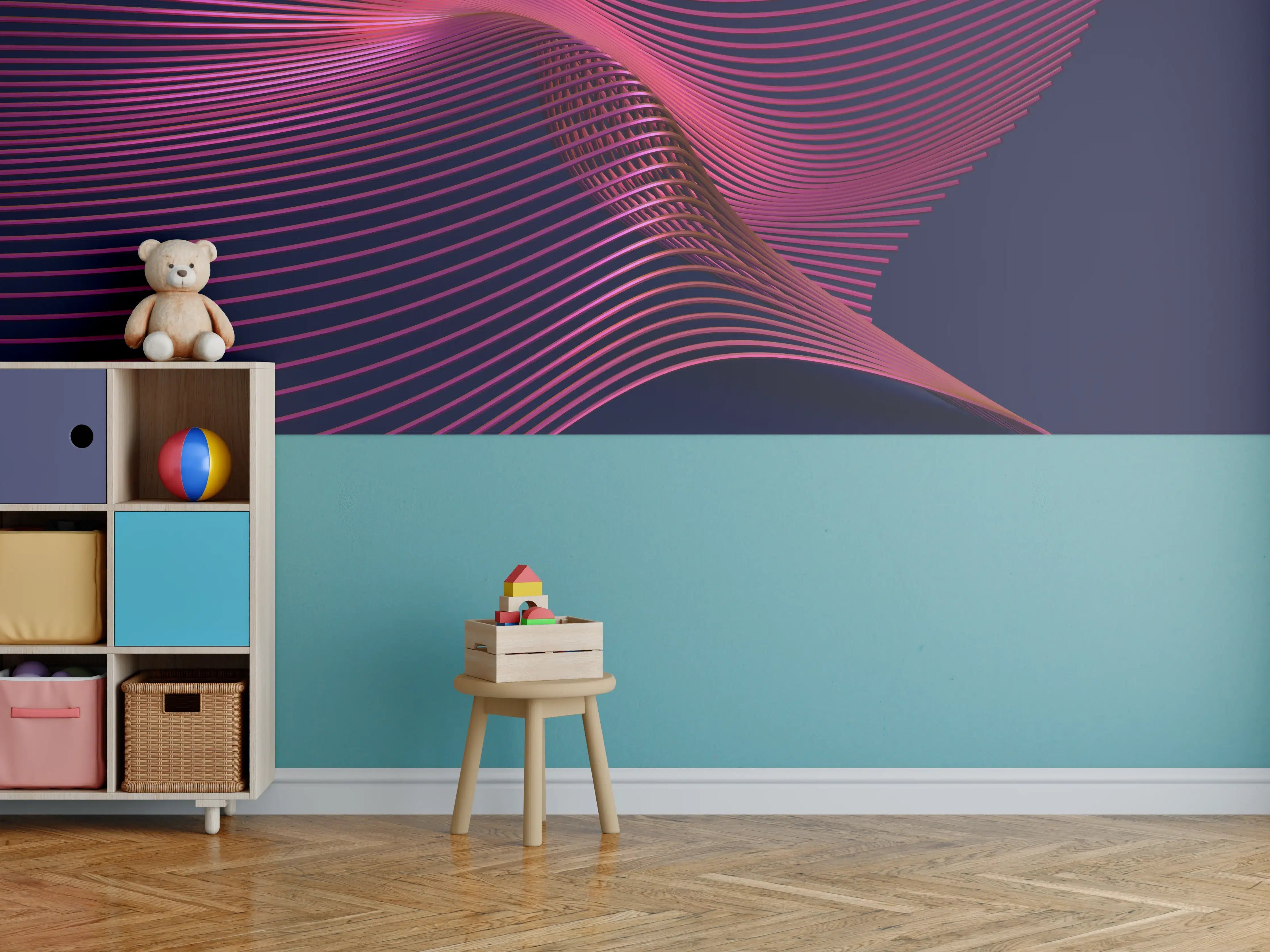 Kinderzimmer Wandgestaltung - Abstrakte 3D-Oberfläche
