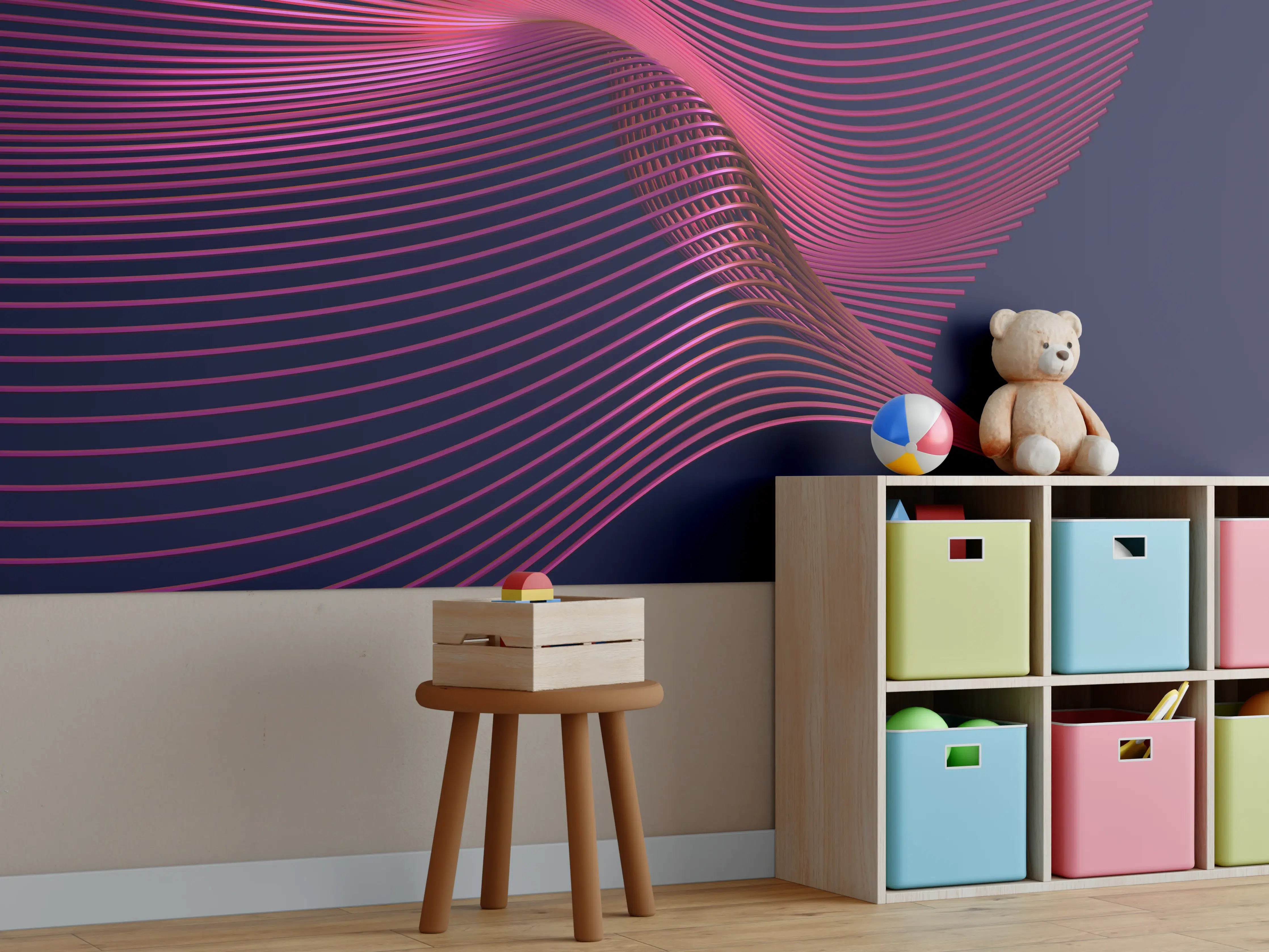 Kinderzimmer Wandgestaltung - Abstrakte 3D-Oberfläche