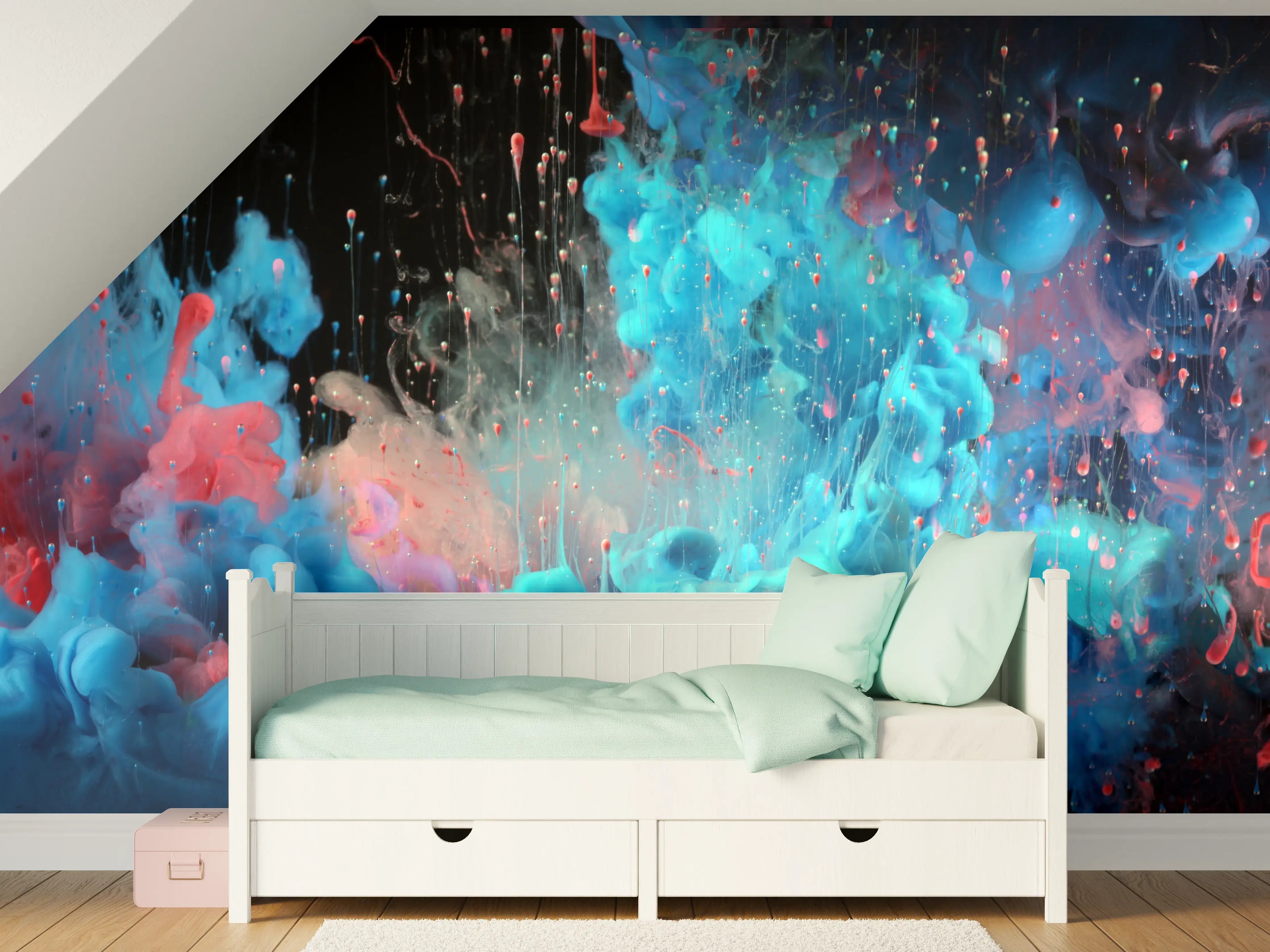 Kinderzimmer Wandgestaltung - Abstrakte Acryl-Farbexplosion