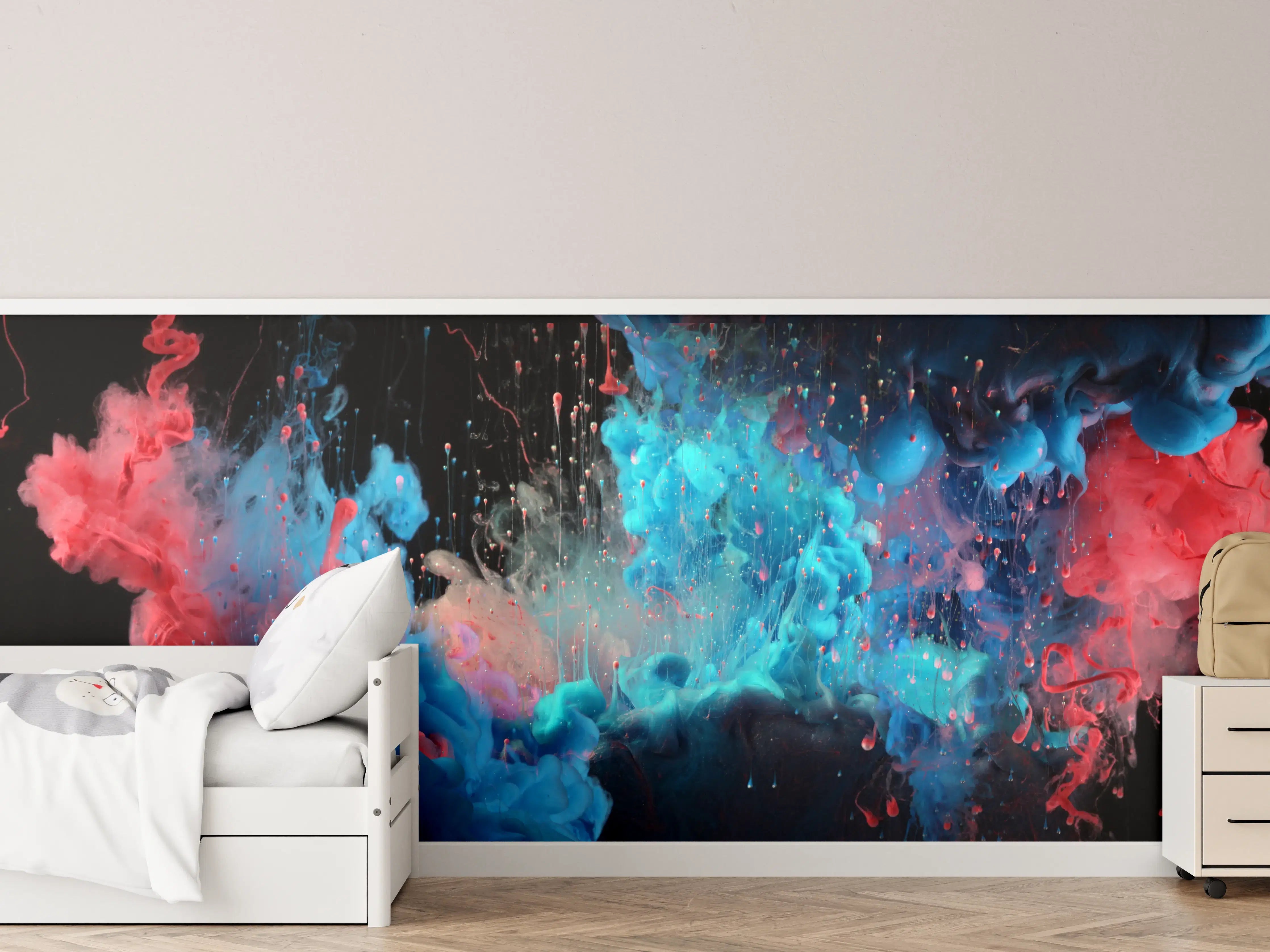 Kinderzimmer Wandgestaltung - Abstrakte Acryl-Farbexplosion