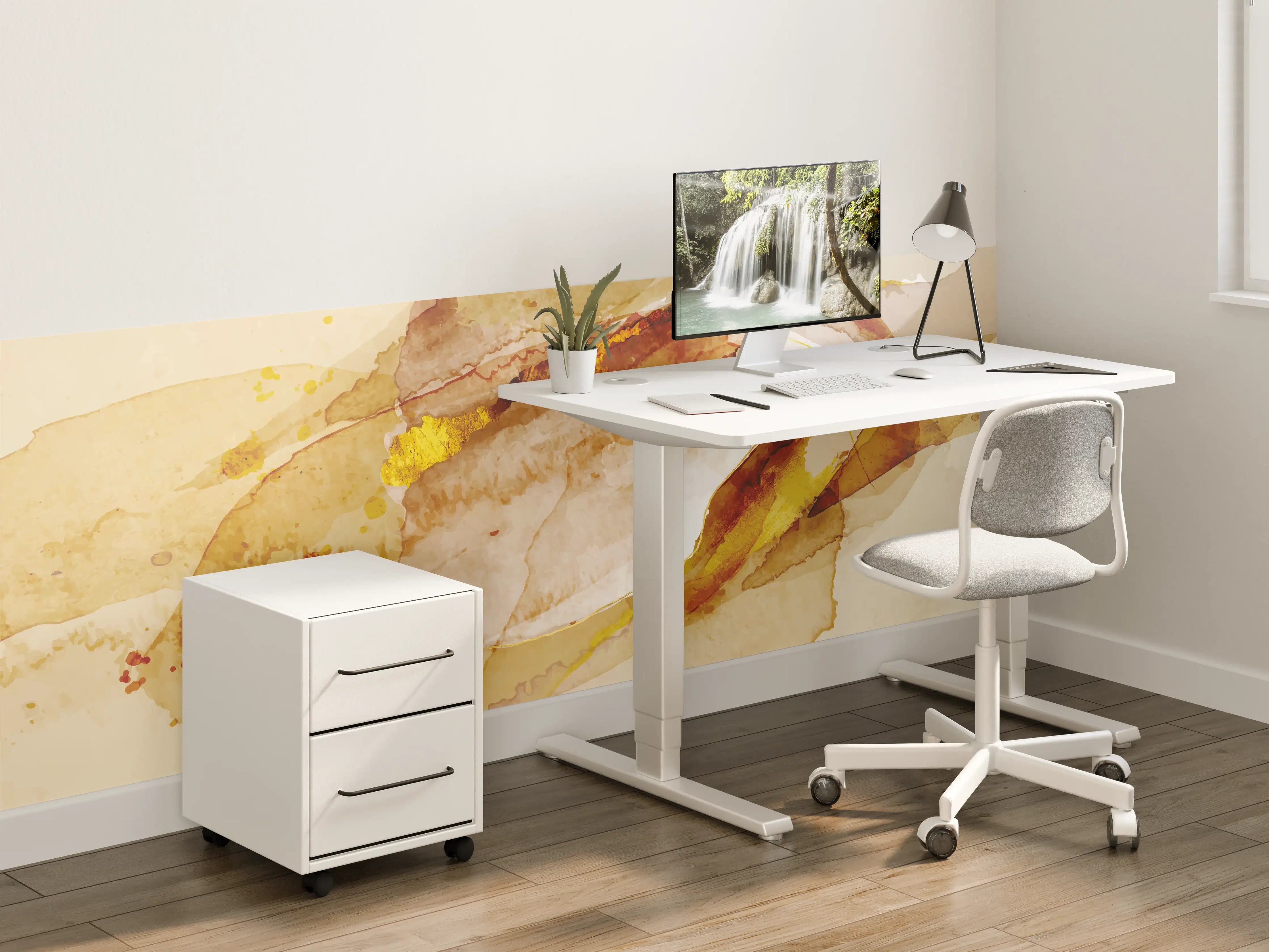 Kinderzimmer Wandgestaltung - Abstrakte Aquarell Gold-Nuancen