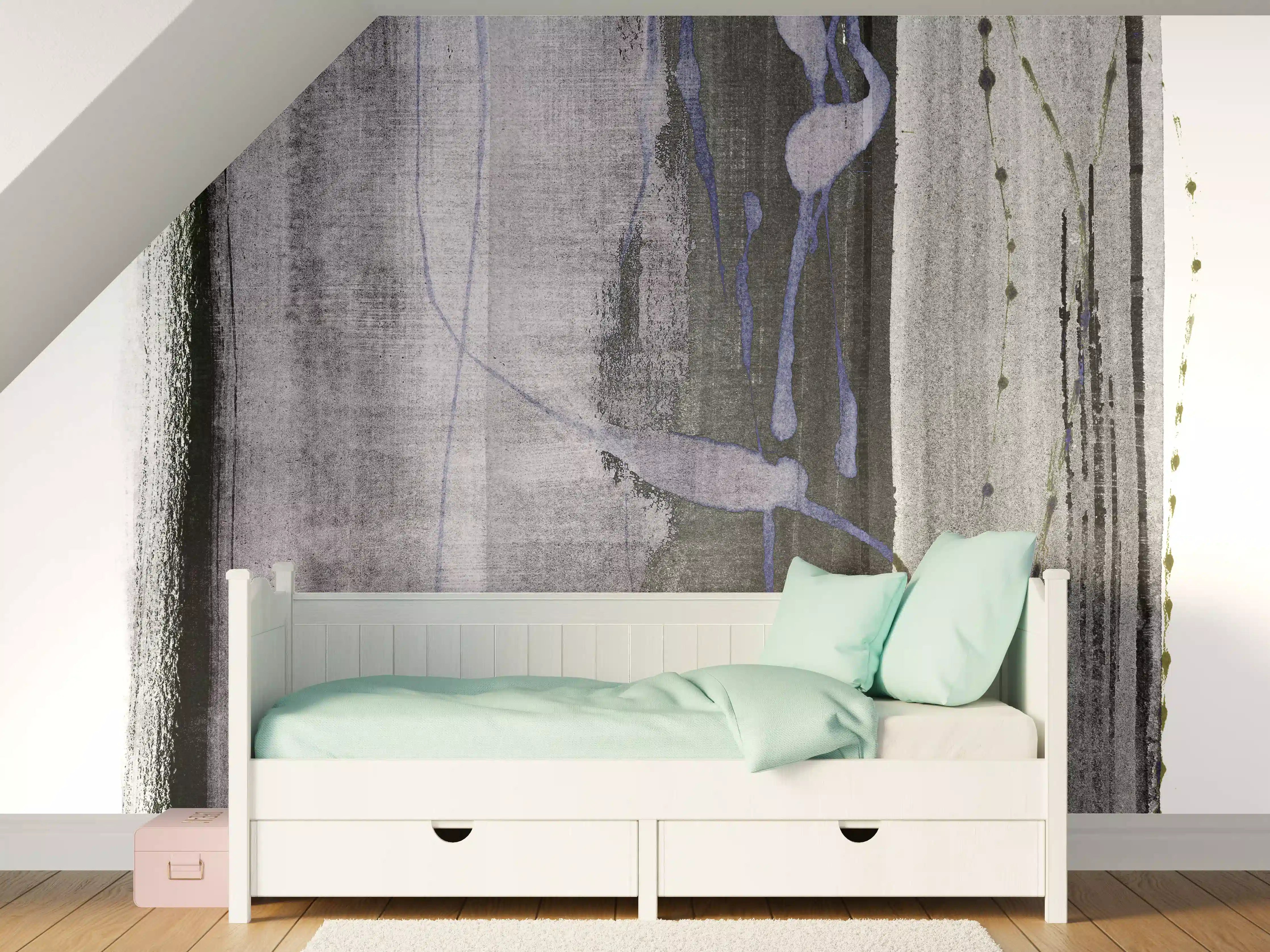 Kinderzimmer Wandgestaltung - Abstrakte Aquarell-Grauschattierung