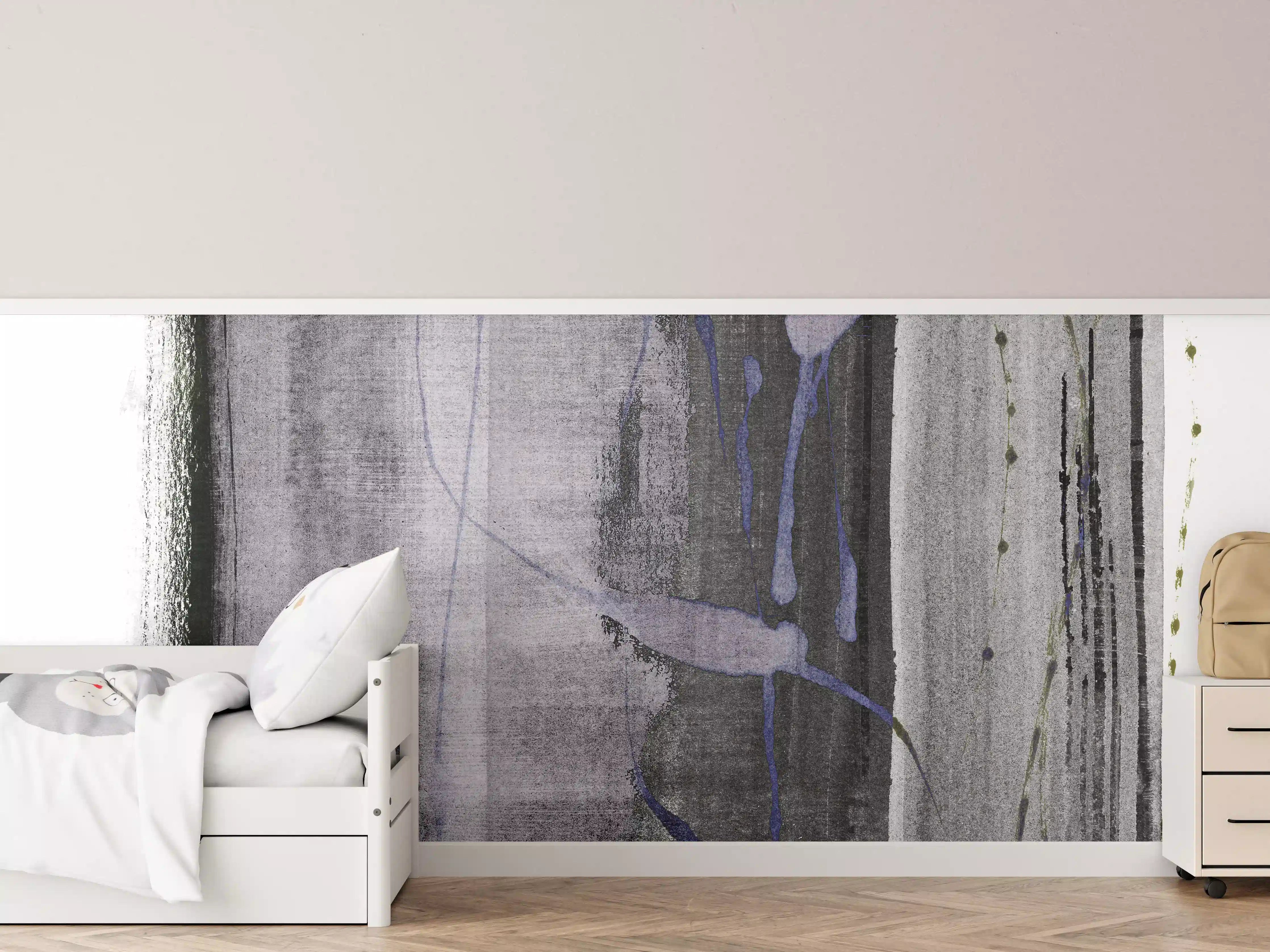 Kinderzimmer Wandgestaltung - Abstrakte Aquarell-Grauschattierung