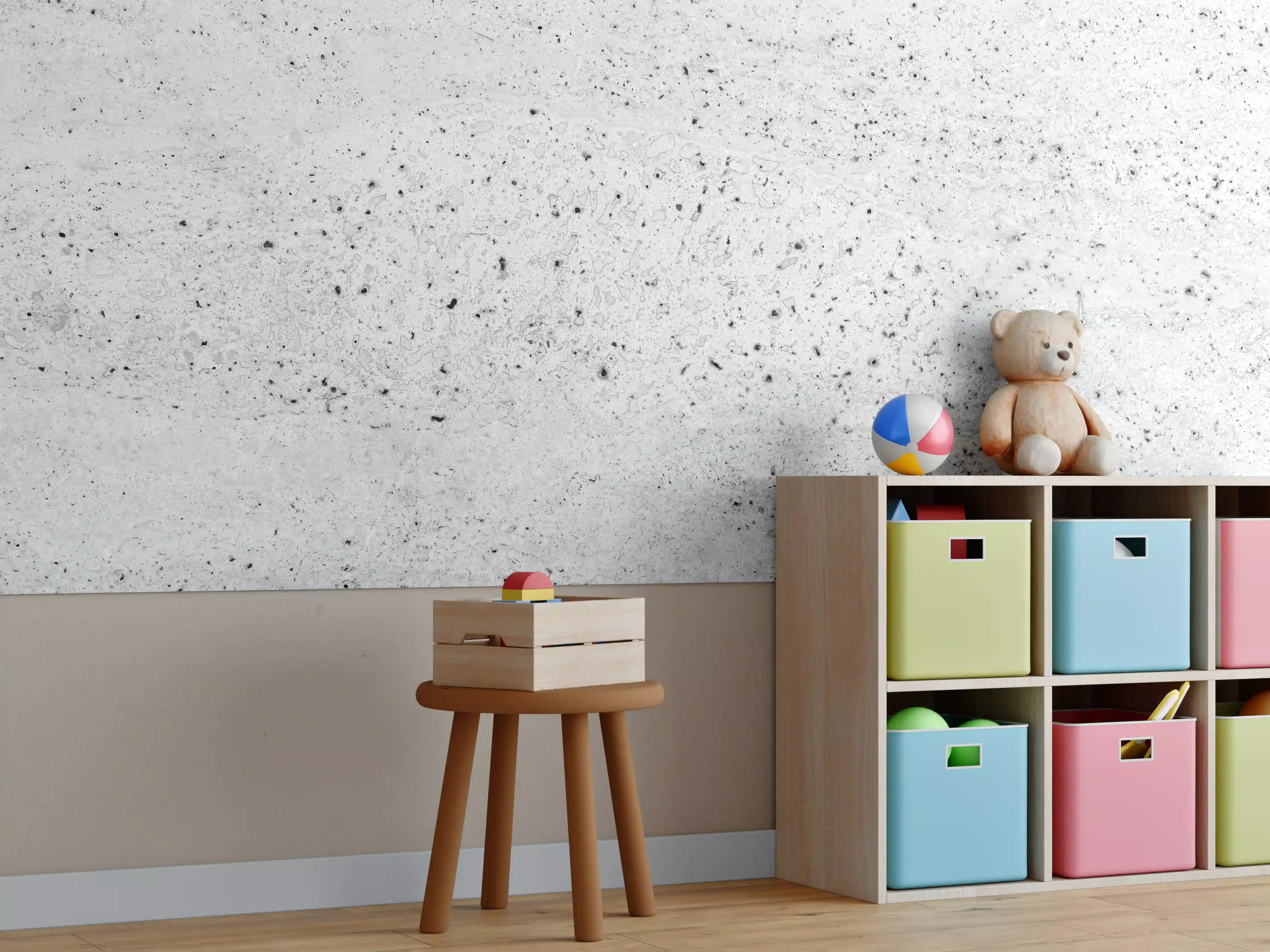 Kinderzimmer Wandgestaltung - Abstrakte Betonstruktur