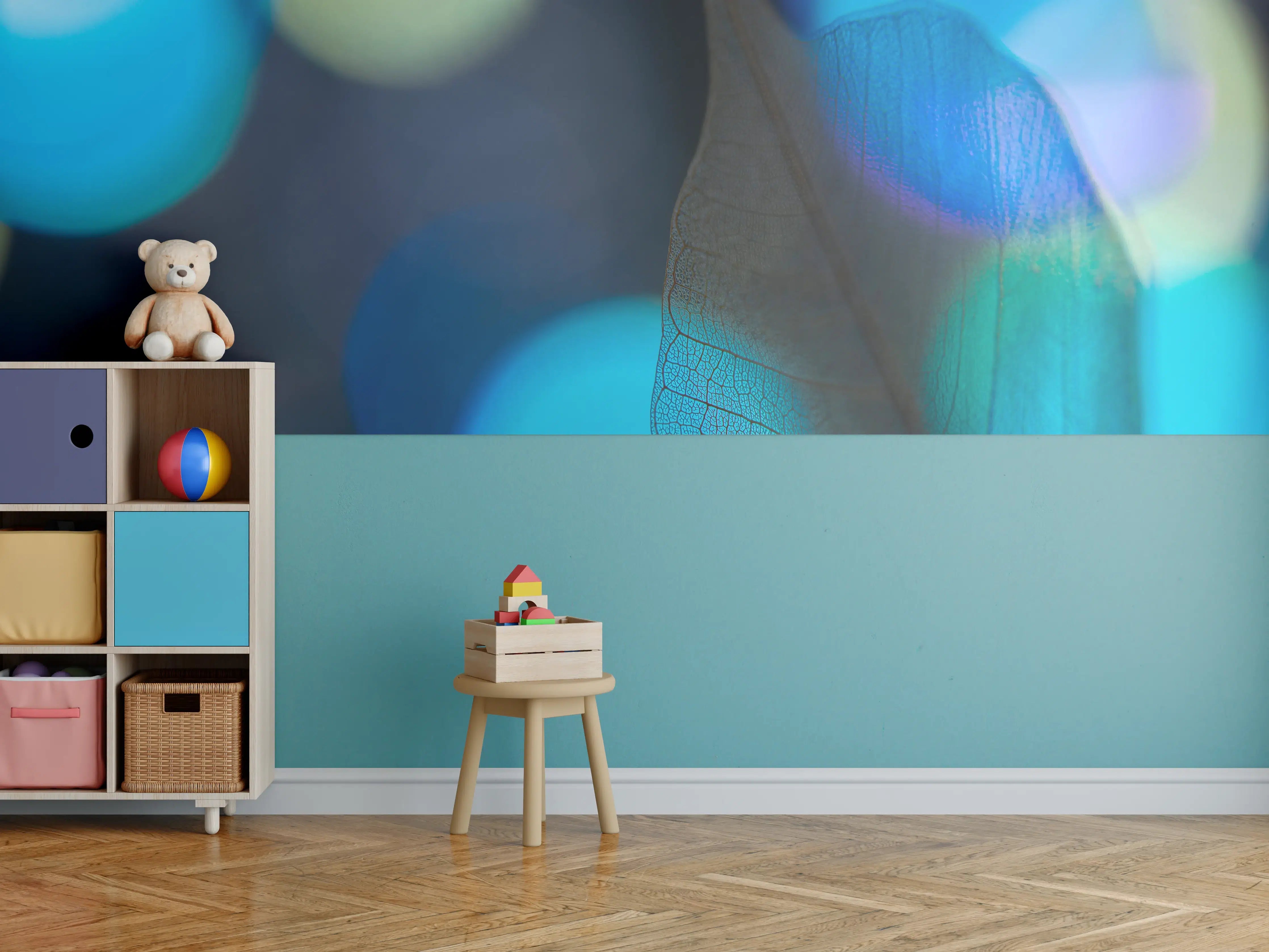 Kinderzimmer Wandgestaltung - Abstrakte Blatt-Venen Textur