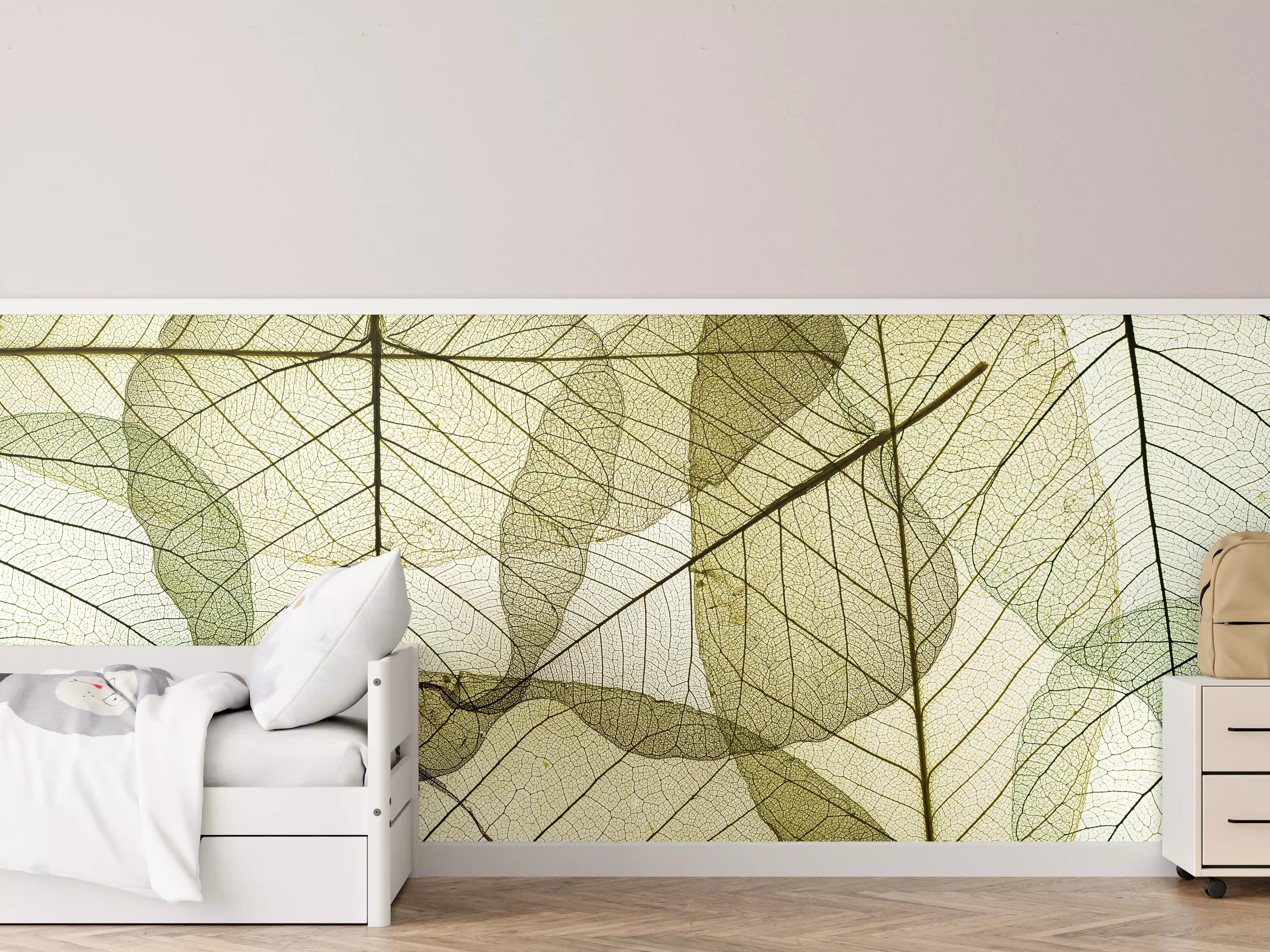 Kinderzimmer Wandgestaltung - Abstrakte Blattstrukturen Beige