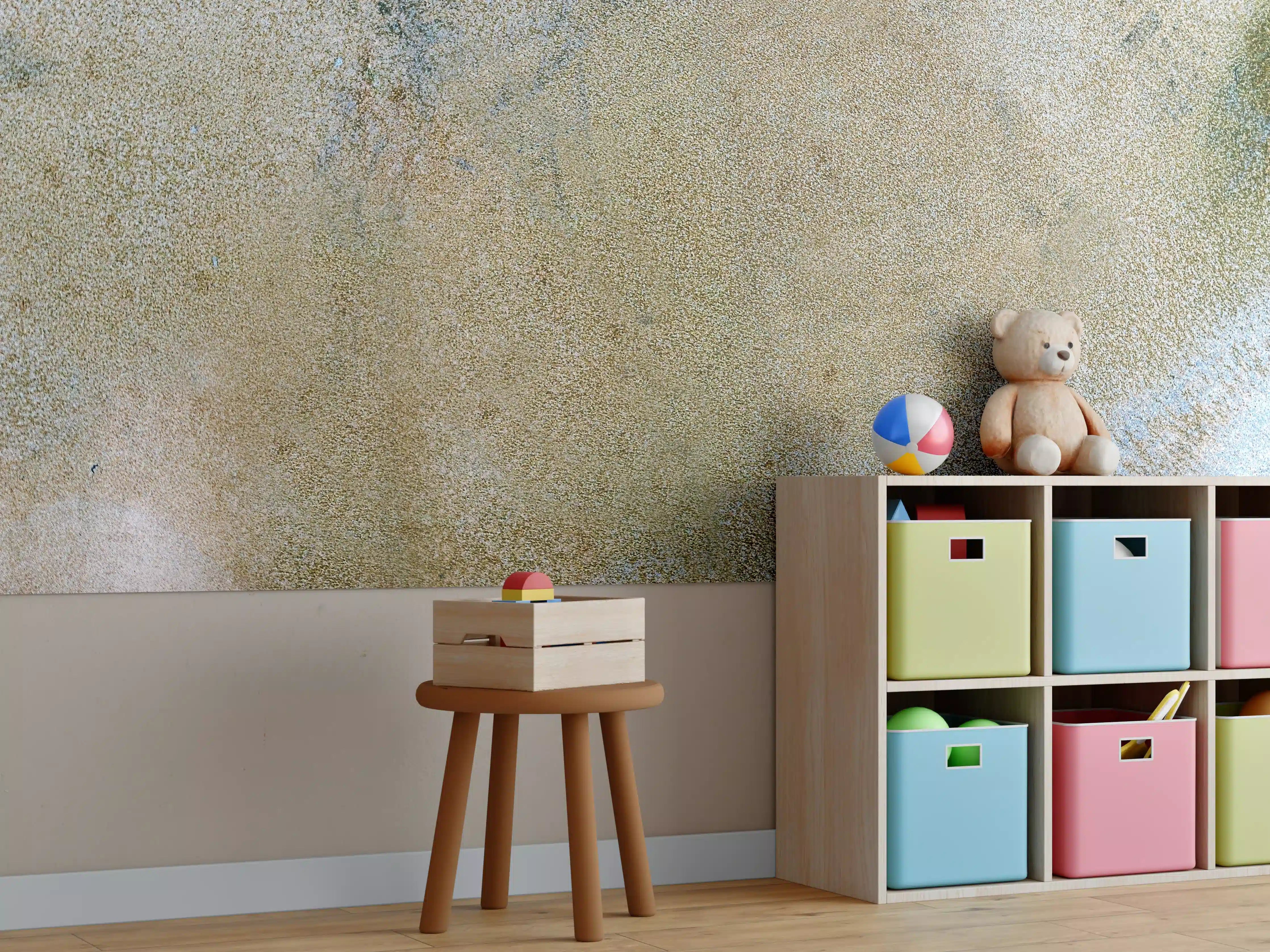 Kinderzimmer Wandgestaltung - Abstrakte Blau-Braun-Kunststruktur