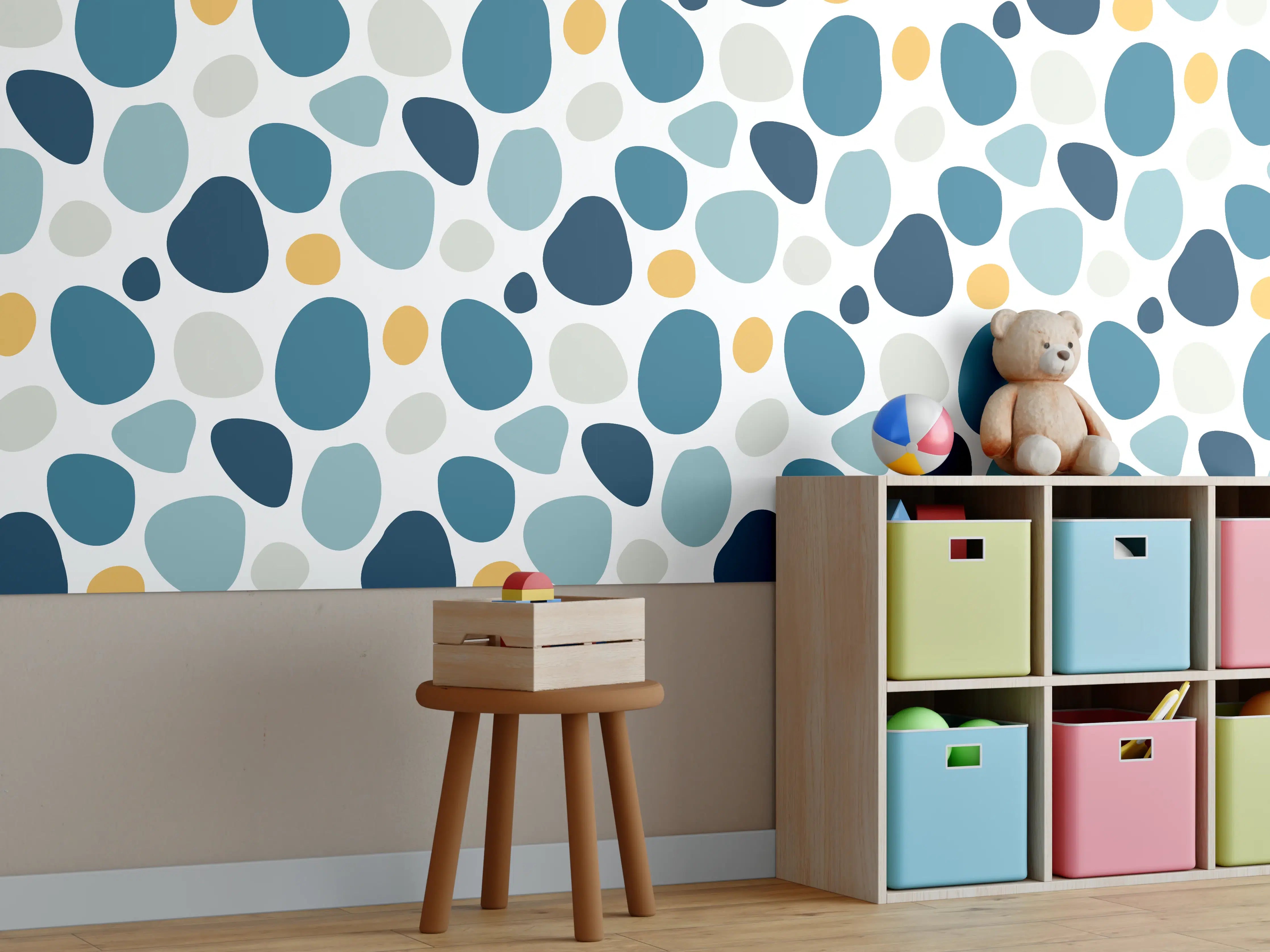 Kinderzimmer Wandgestaltung - Abstrakte Blau-Weiße Musterung