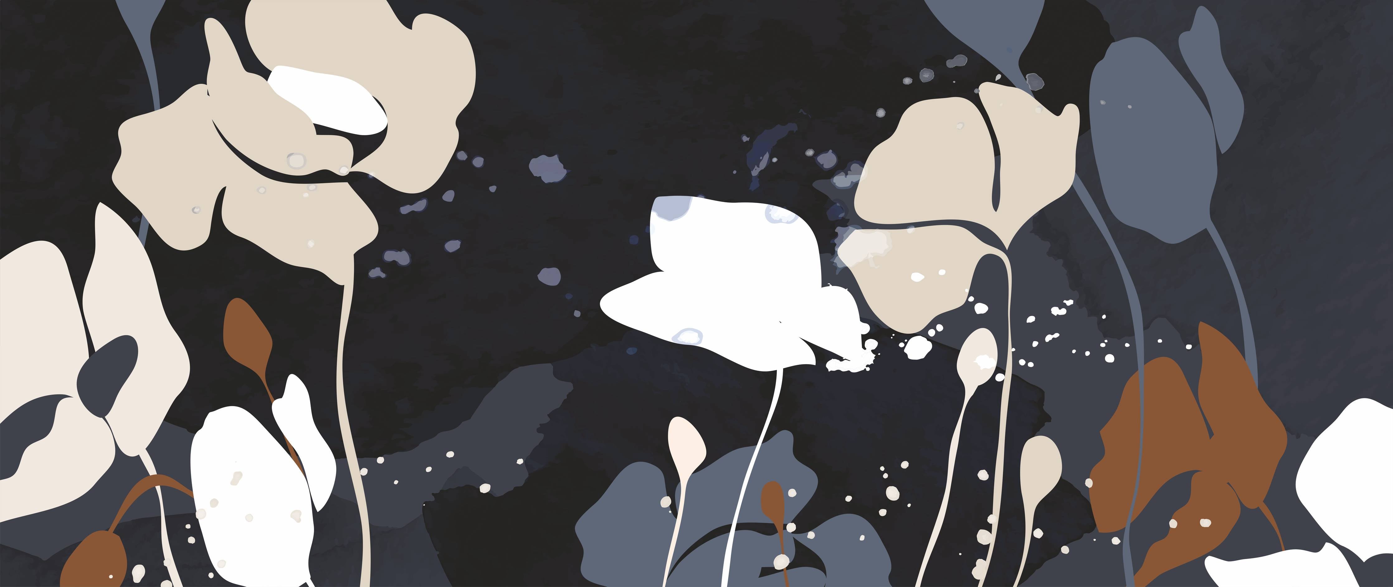 Kinderzimmer Wandgestaltung-Abstrakte Blumen Dunkles Design