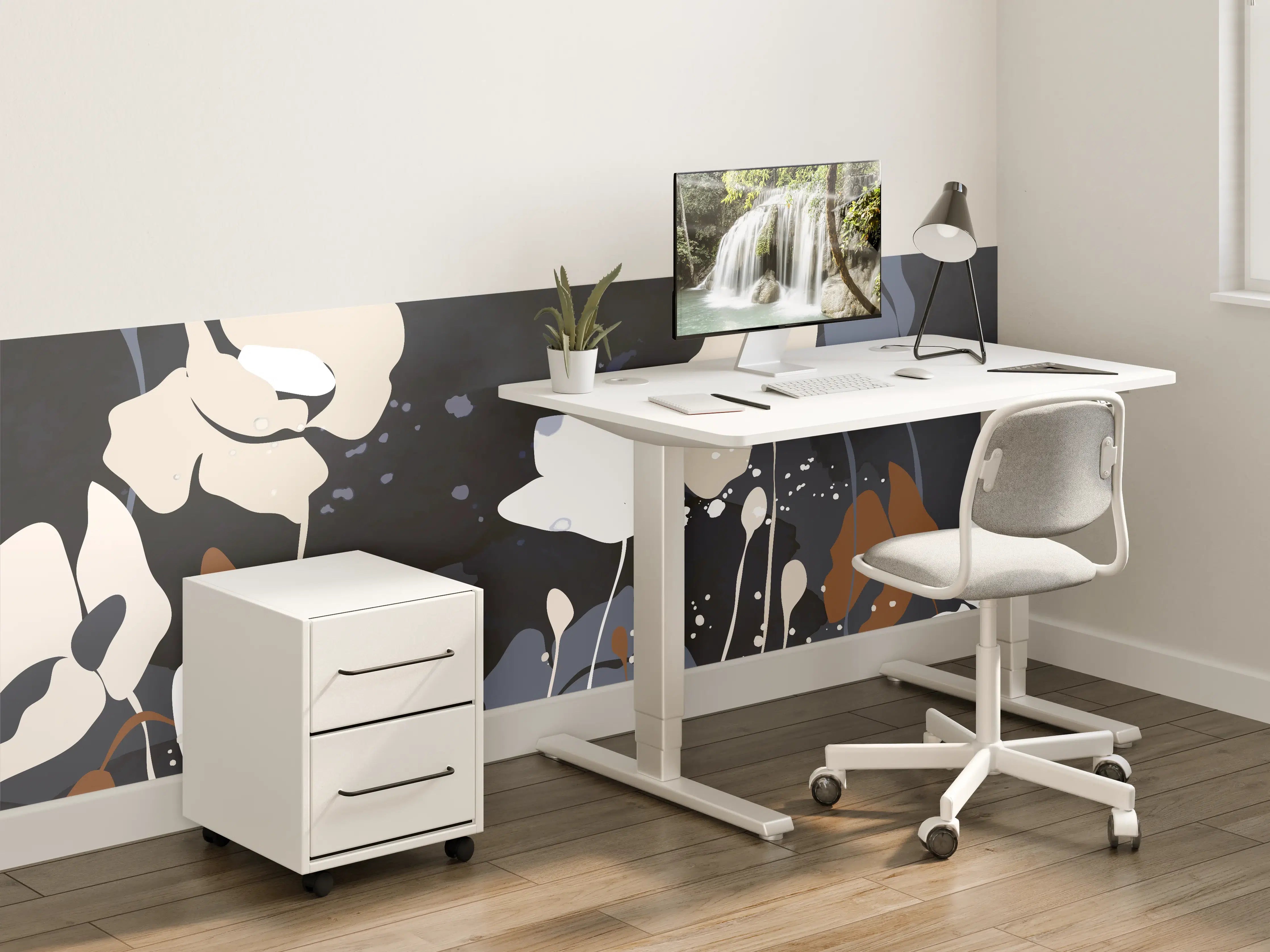 Kinderzimmer Wandgestaltung - Abstrakte Blumen Dunkles Design