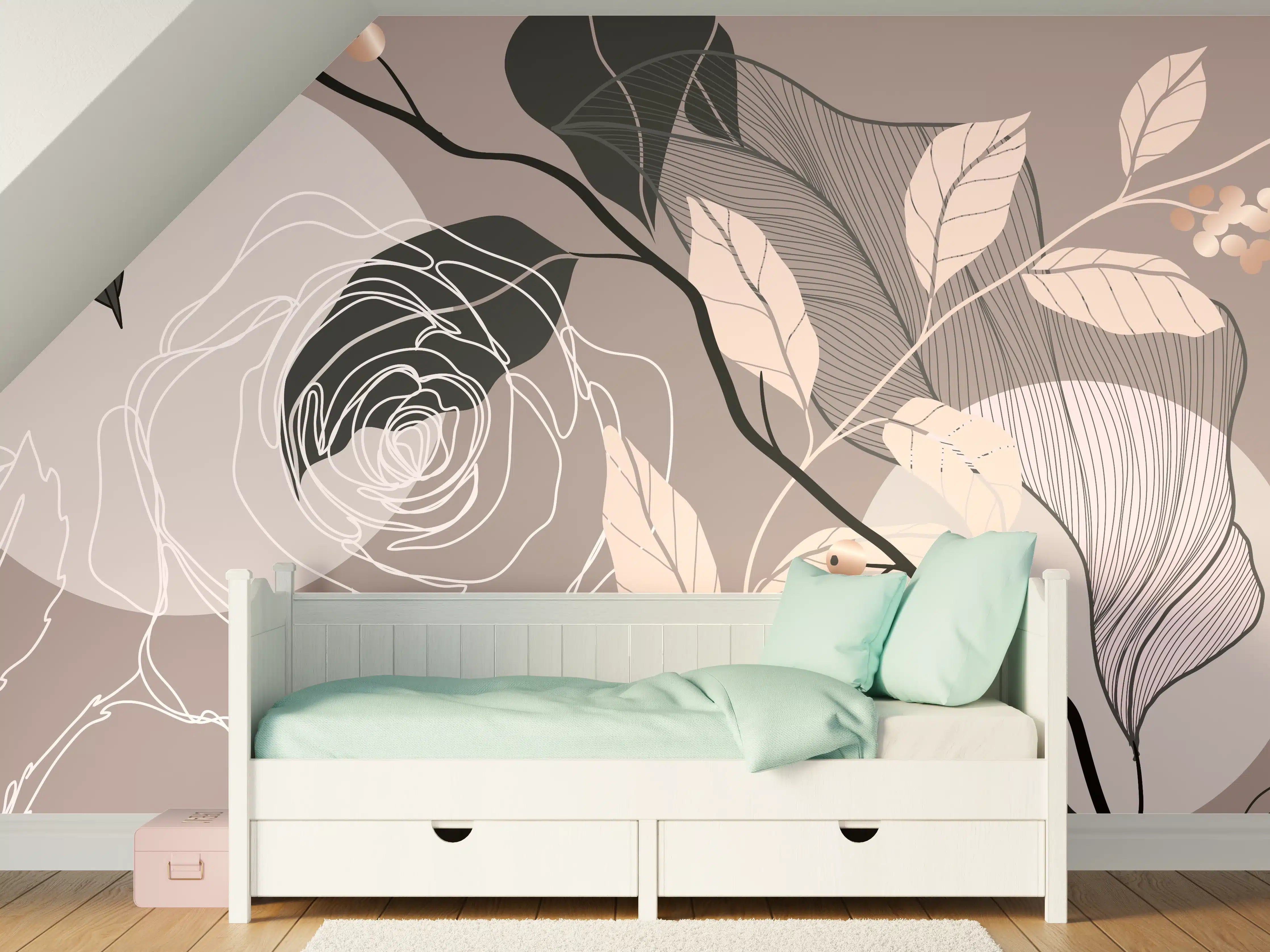 Kinderzimmer Wandgestaltung - Abstrakte Blumen Illustration