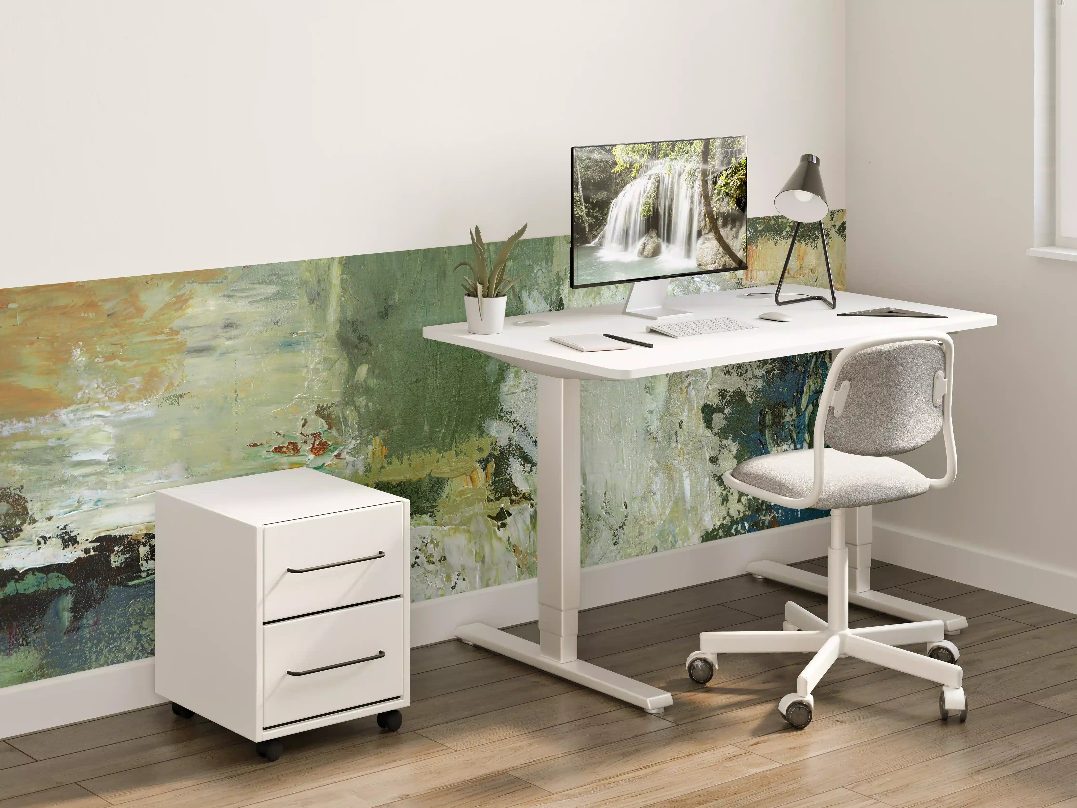 Kinderzimmer Wandgestaltung - Abstrakte Farbexplosion in Grün und Beige