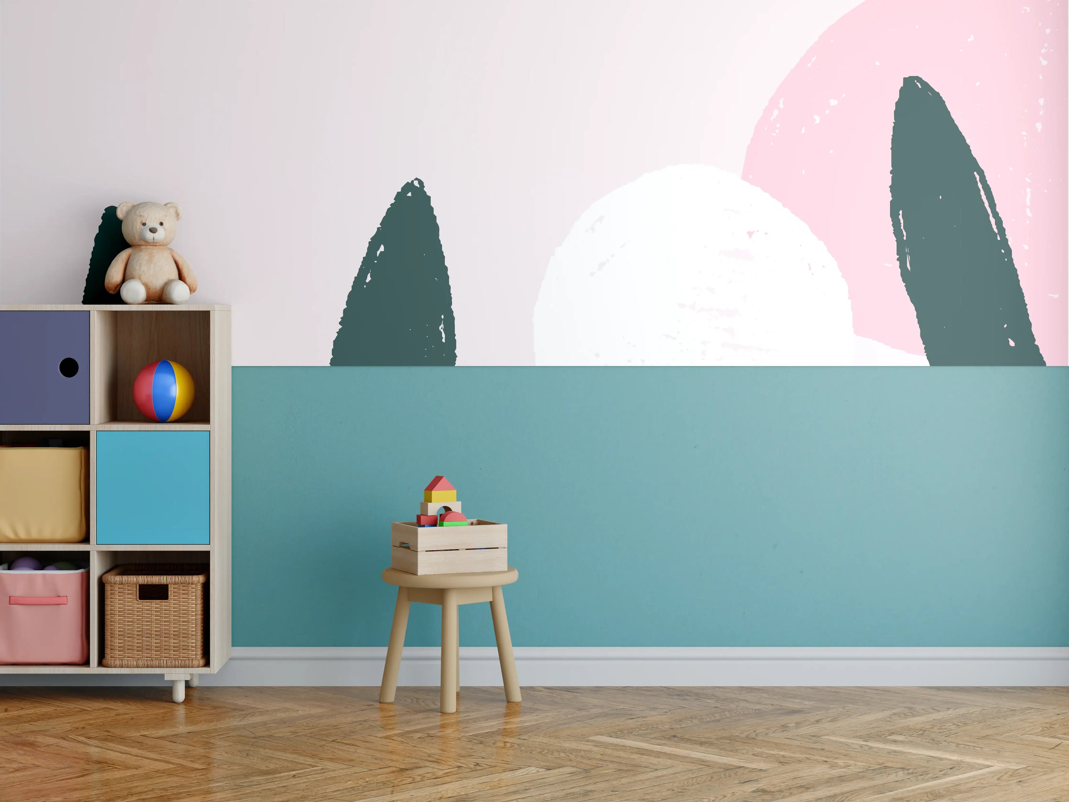 Kinderzimmer Wandgestaltung - Abstrakte Farbformen Kunstwerk