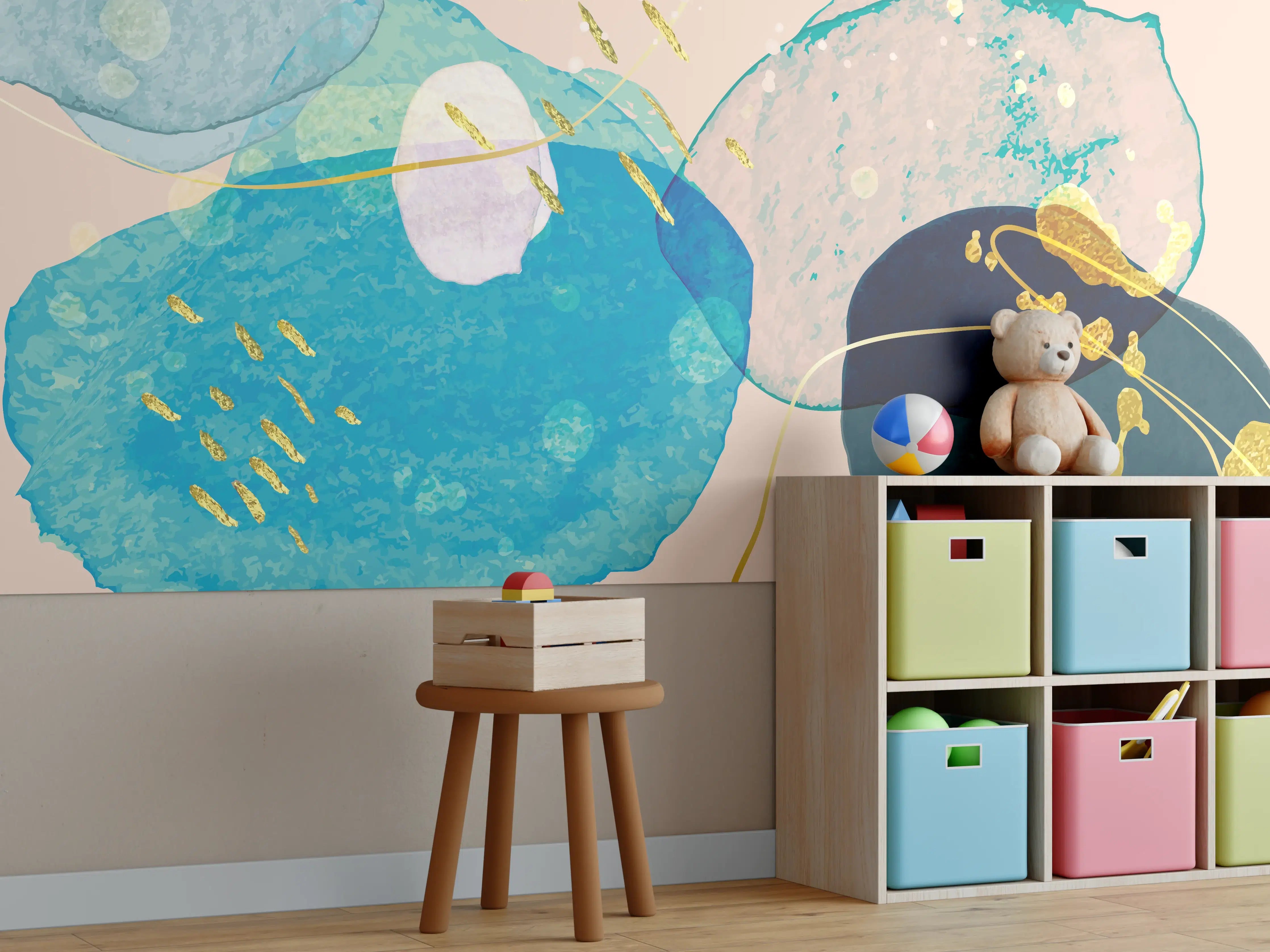 Kinderzimmer Wandgestaltung - Abstrakte Farbkomposition