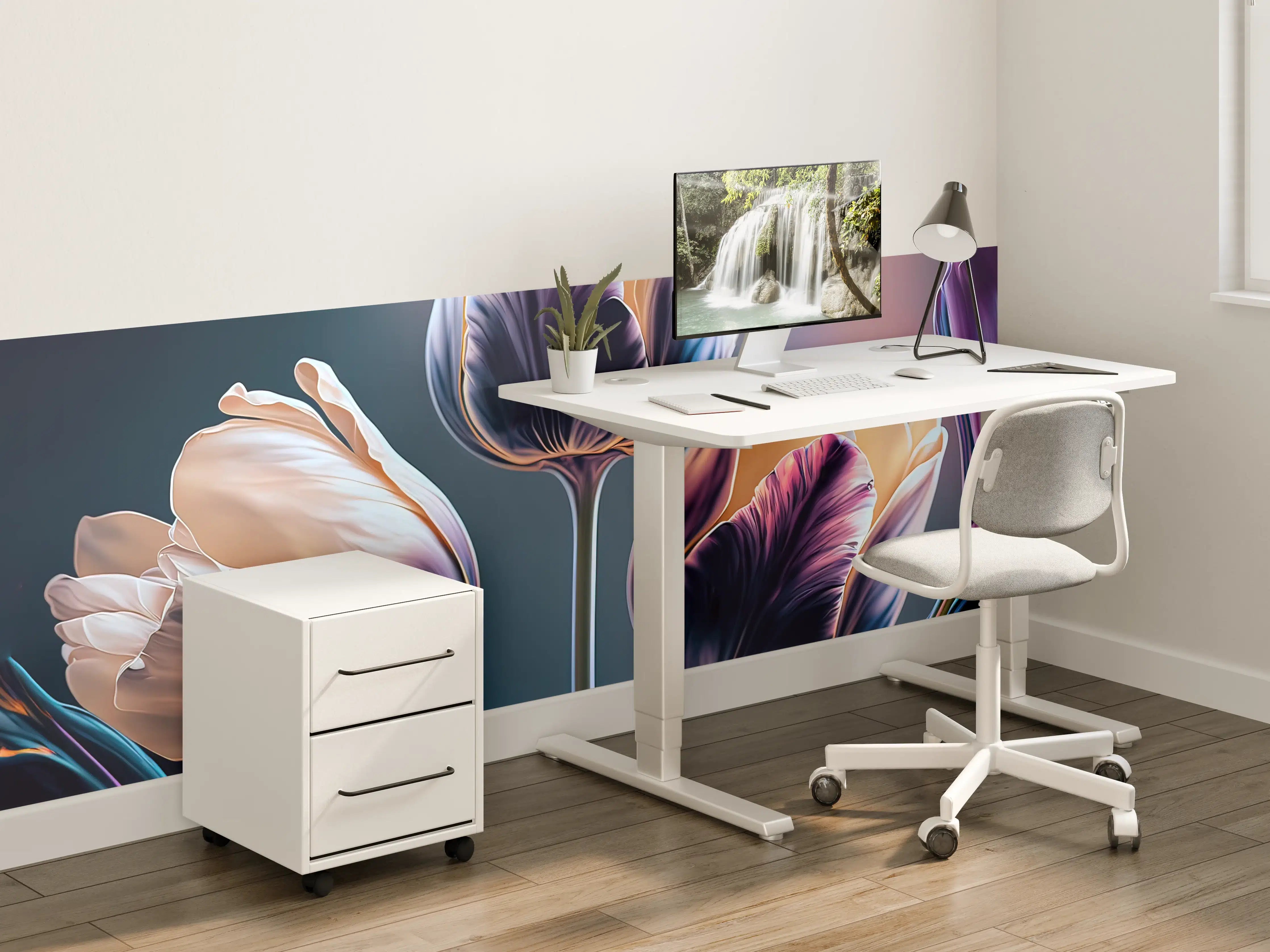 Kinderzimmer Wandgestaltung - Abstrakte Fließende Tulpen Kunst