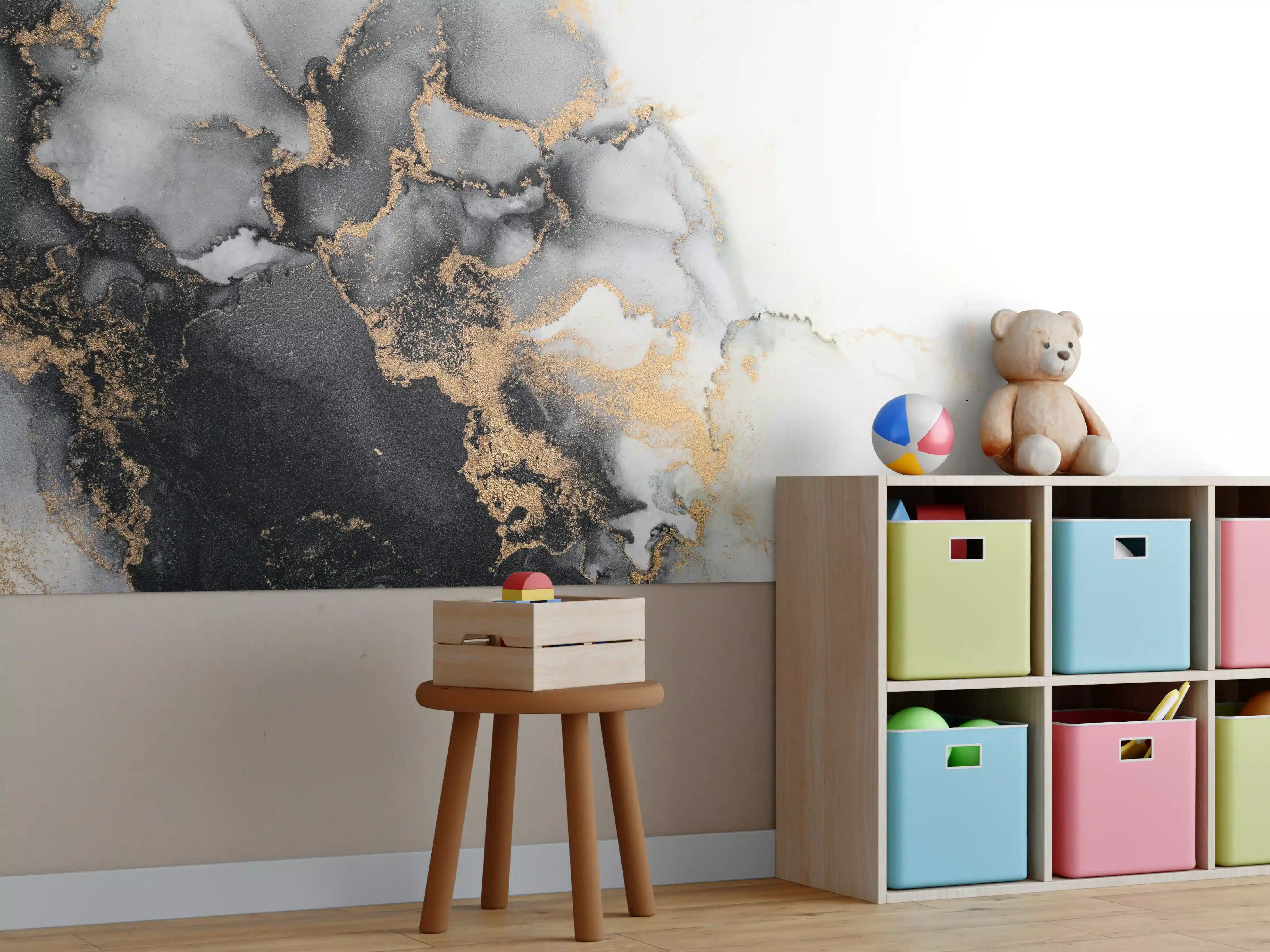 Kinderzimmer Wandgestaltung - Abstrakte Flüssigkunst - Marmor