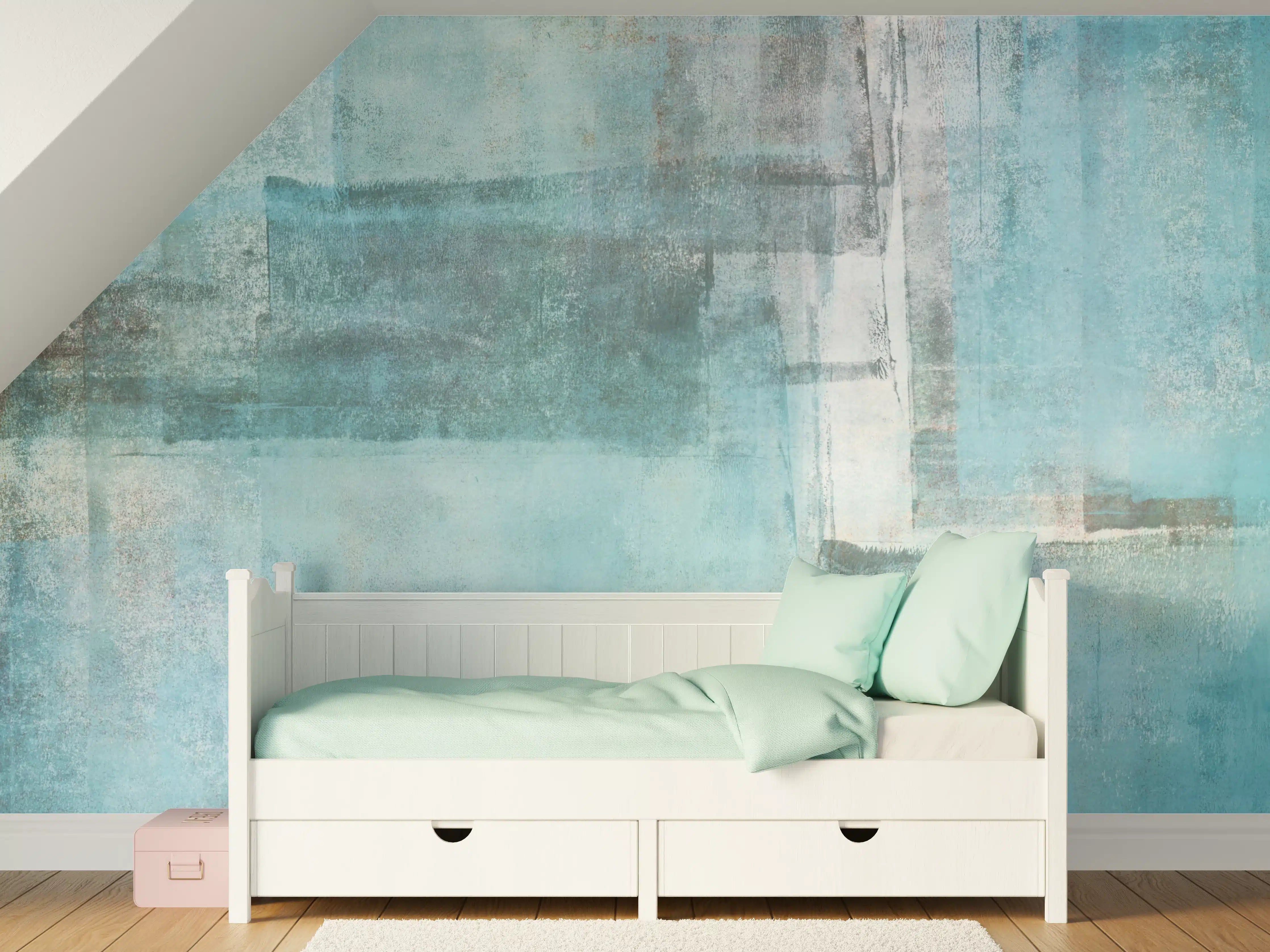 Kinderzimmer Wandgestaltung - Abstrakte Grunge Textur in Blau