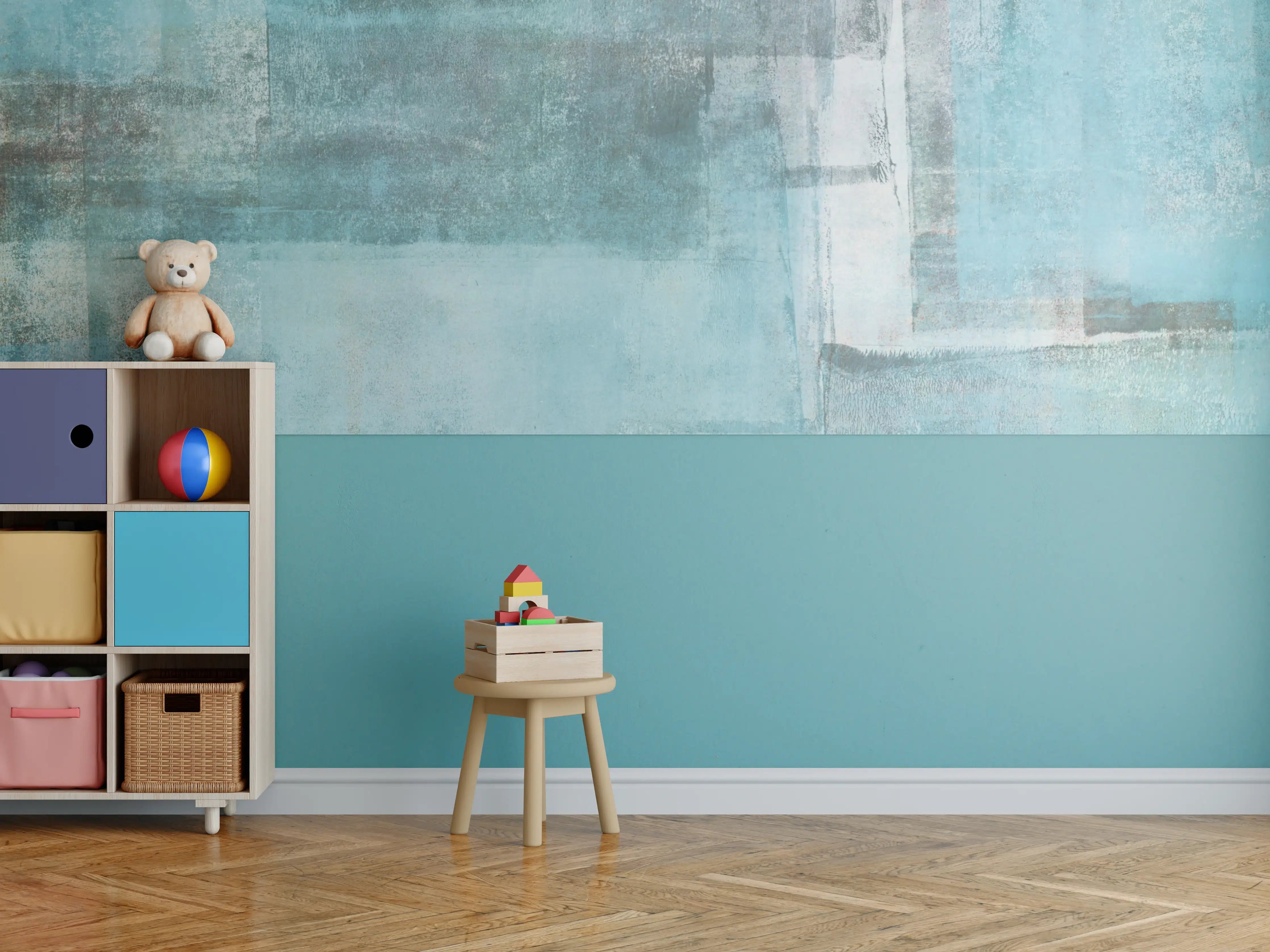 Kinderzimmer Wandgestaltung - Abstrakte Grunge Textur in Blau