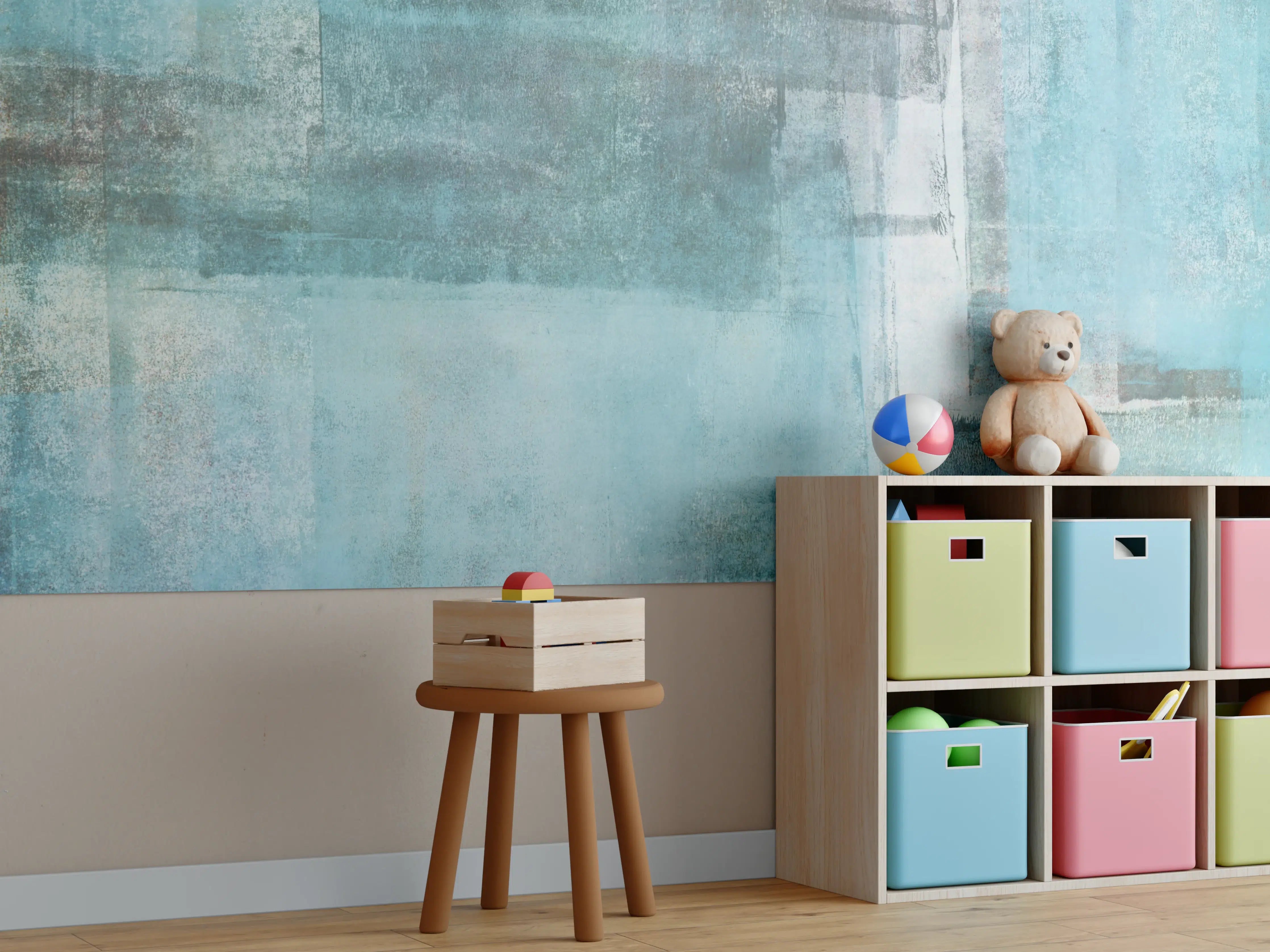 Kinderzimmer Wandgestaltung - Abstrakte Grunge Textur in Blau