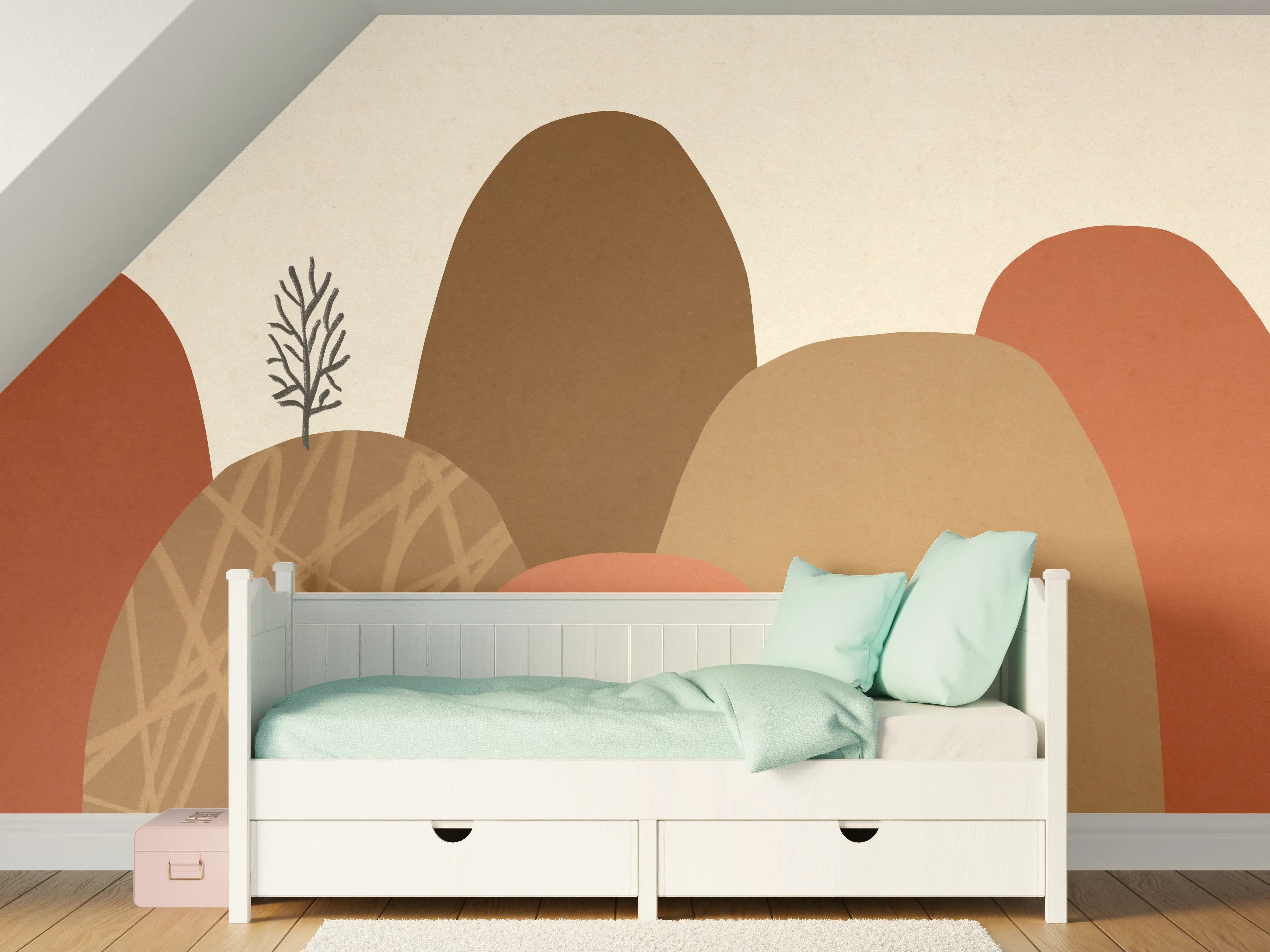 Kinderzimmer Wandgestaltung - Abstrakte Herbstberglandschaft