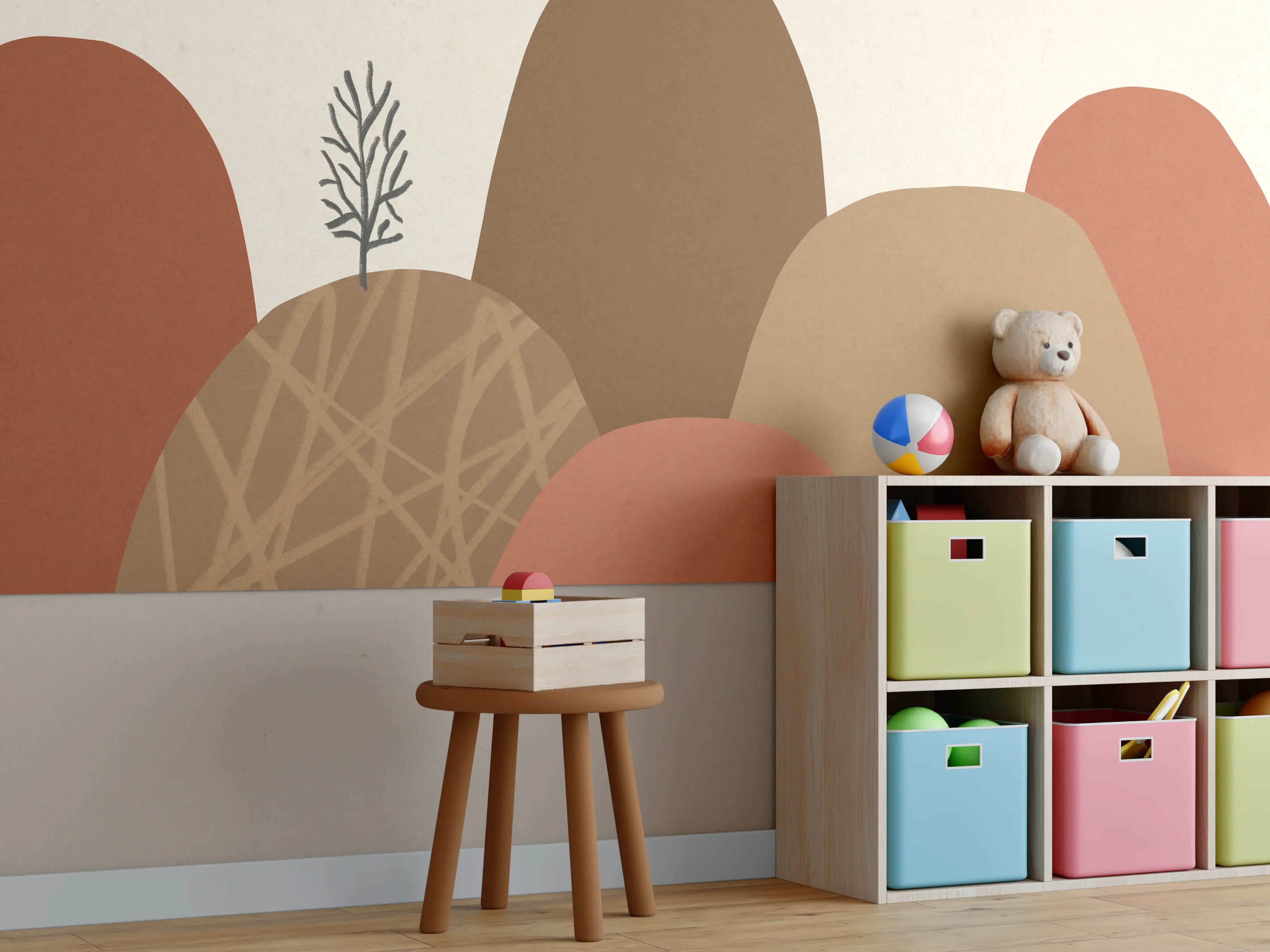 Kinderzimmer Wandgestaltung - Abstrakte Herbstberglandschaft