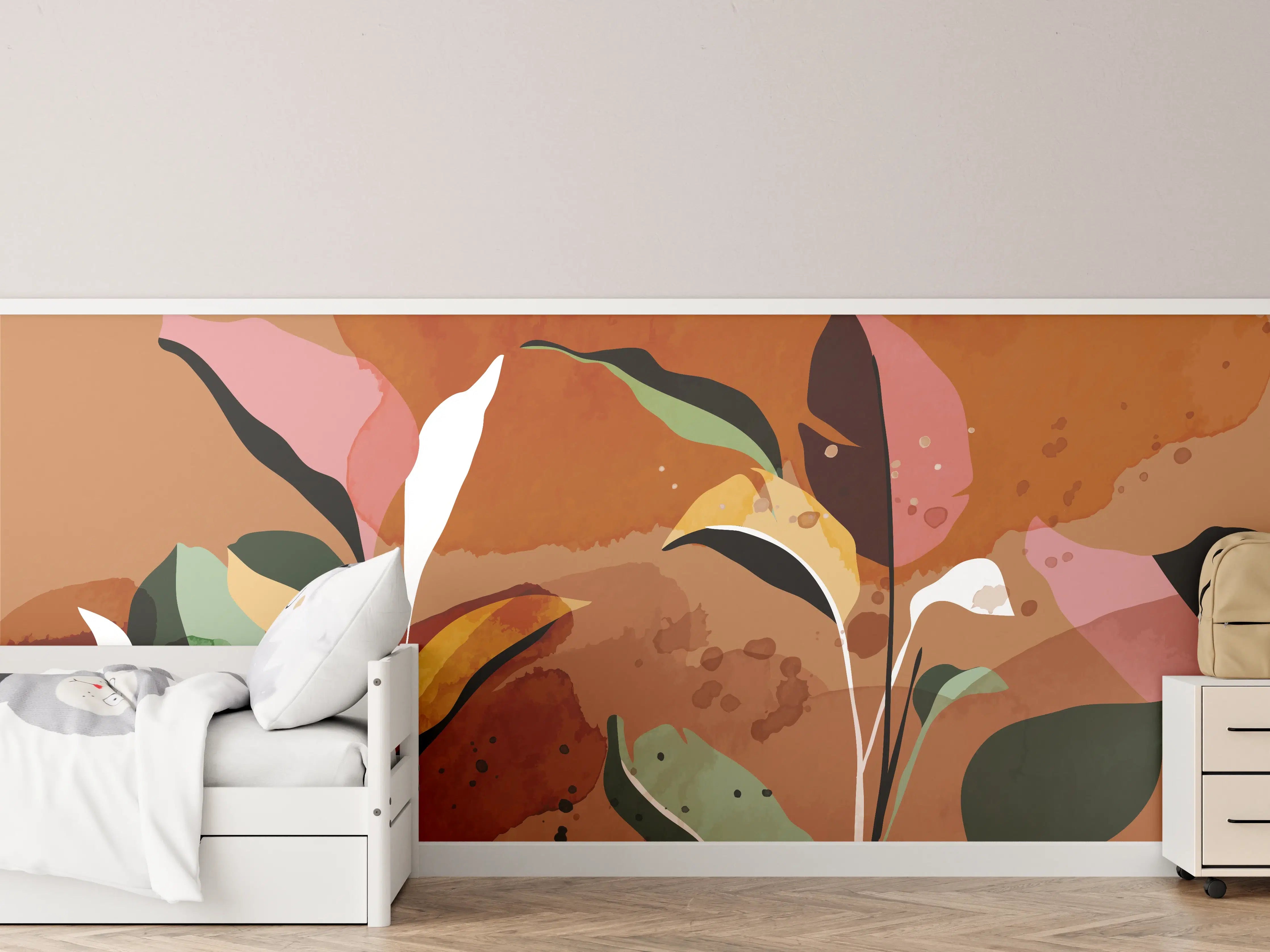 Kinderzimmer Wandgestaltung - Abstrakte Herbstblatt-Komposition