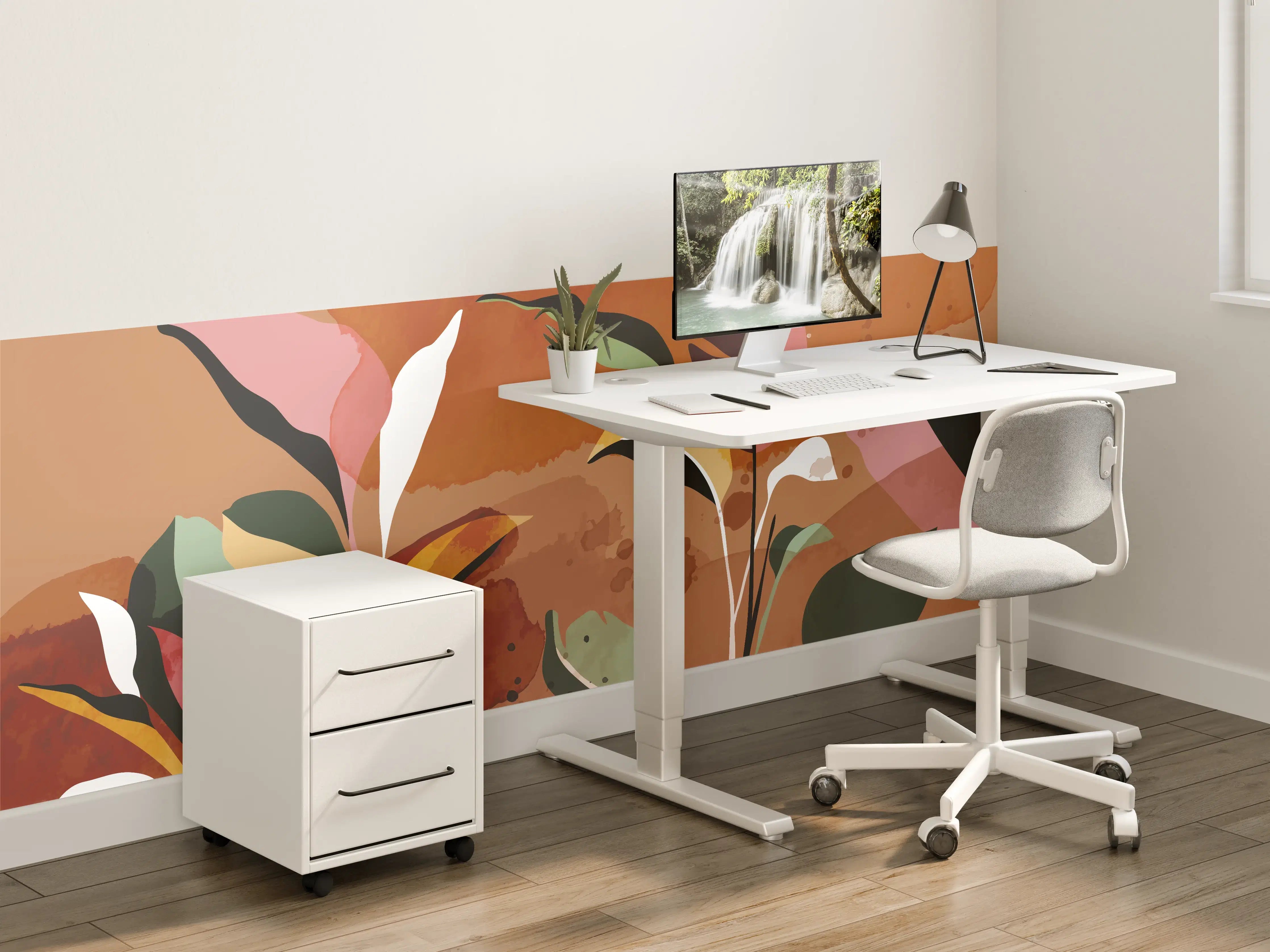 Kinderzimmer Wandgestaltung - Abstrakte Herbstblatt-Komposition