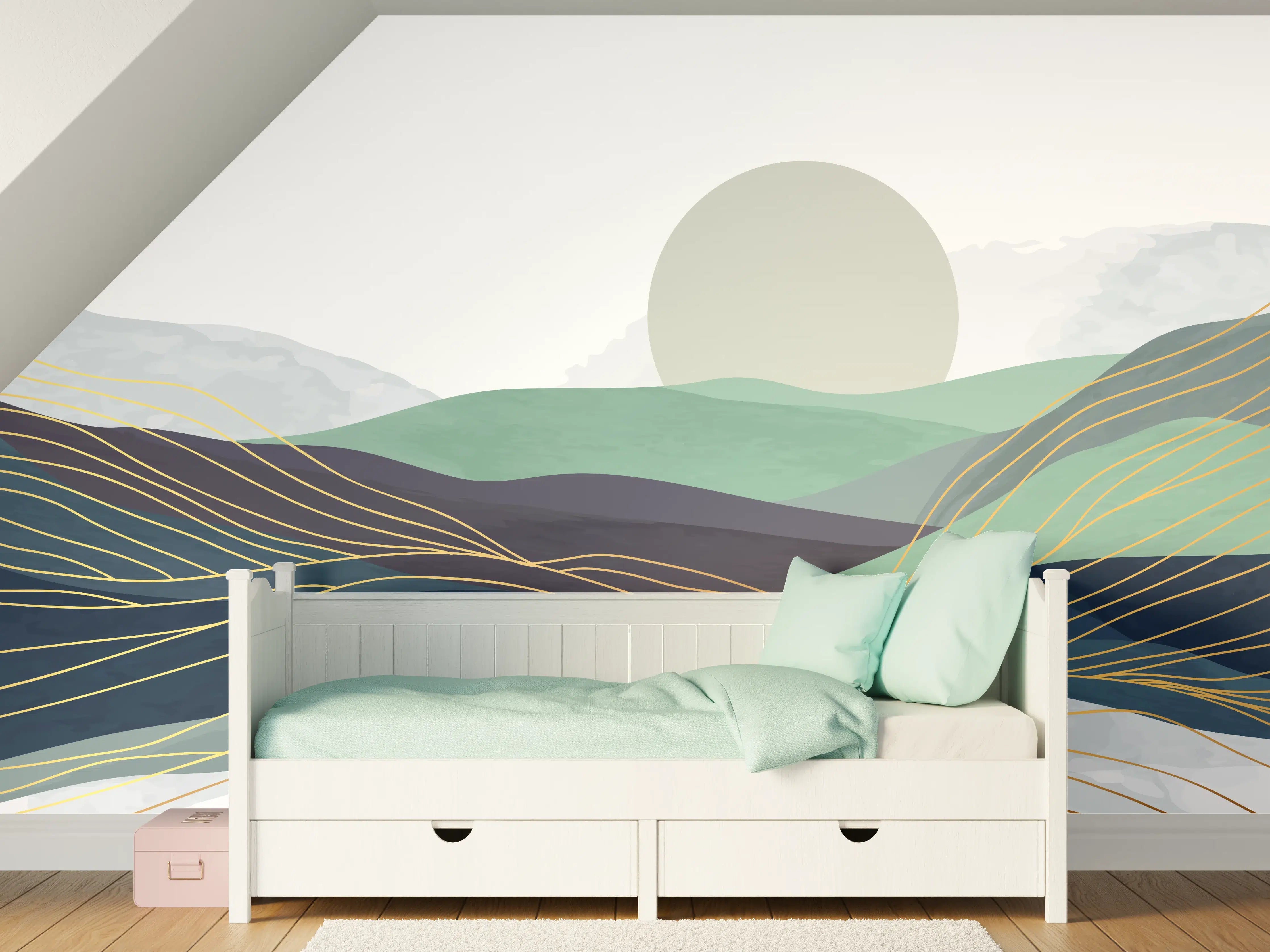 Kinderzimmer Wandgestaltung - Abstrakte Hügel-Landschaft