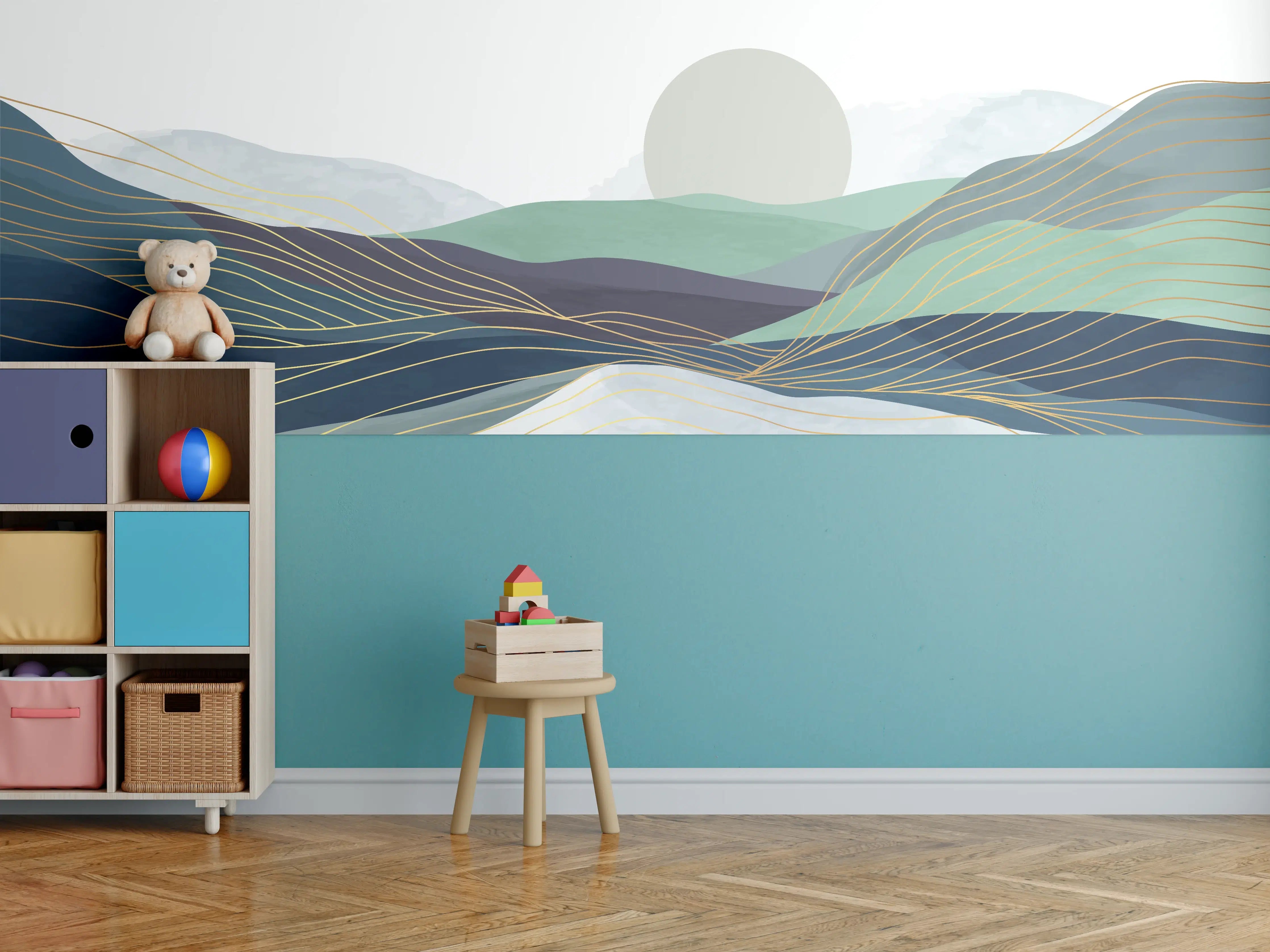 Kinderzimmer Wandgestaltung - Abstrakte Hügel-Landschaft