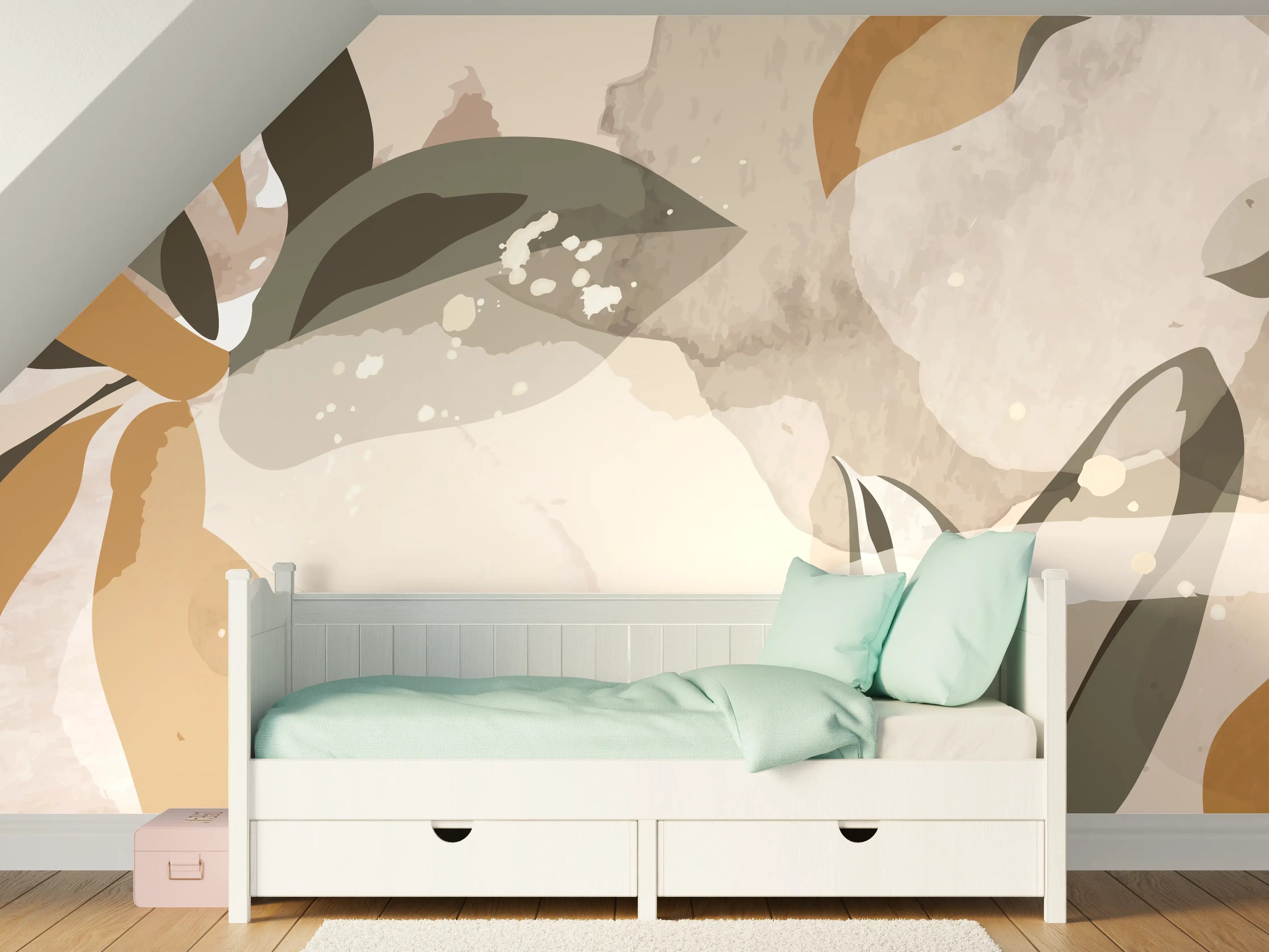 Kinderzimmer Wandgestaltung - Abstrakte Kunst Beige Braun