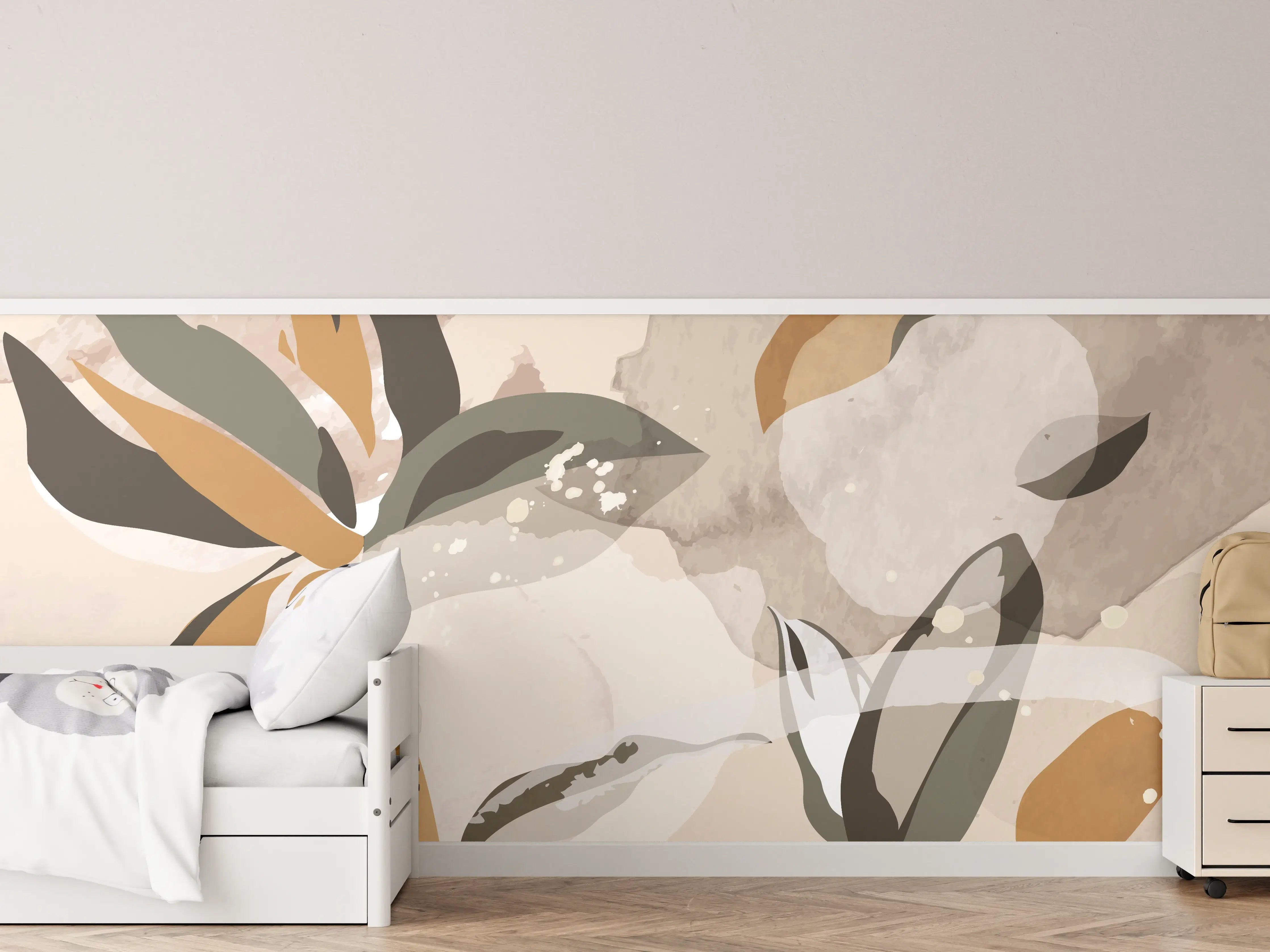 Kinderzimmer Wandgestaltung - Abstrakte Kunst Beige Braun
