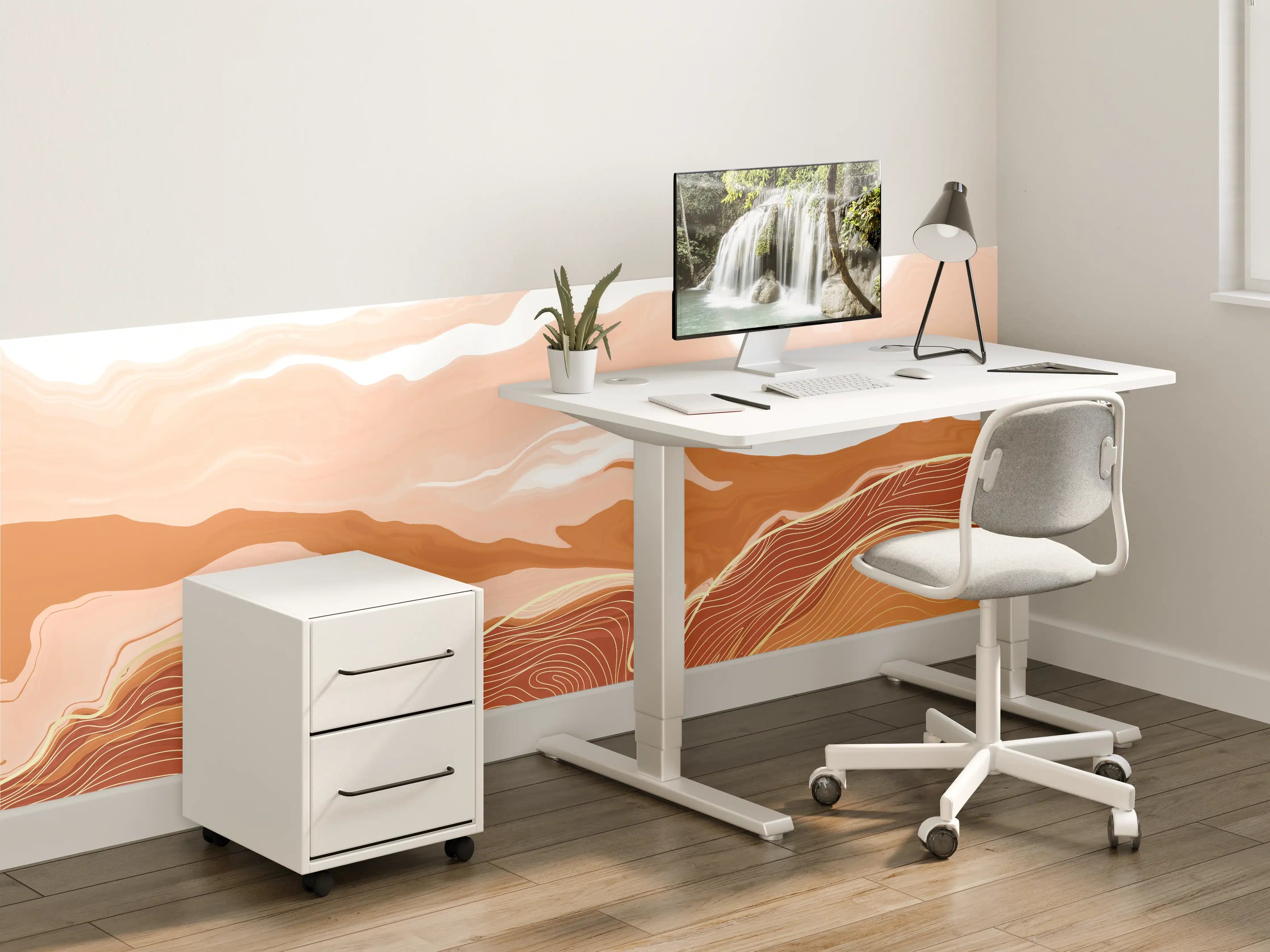 Kinderzimmer Wandgestaltung - Abstrakte Landschaft in warmen Erdtönen