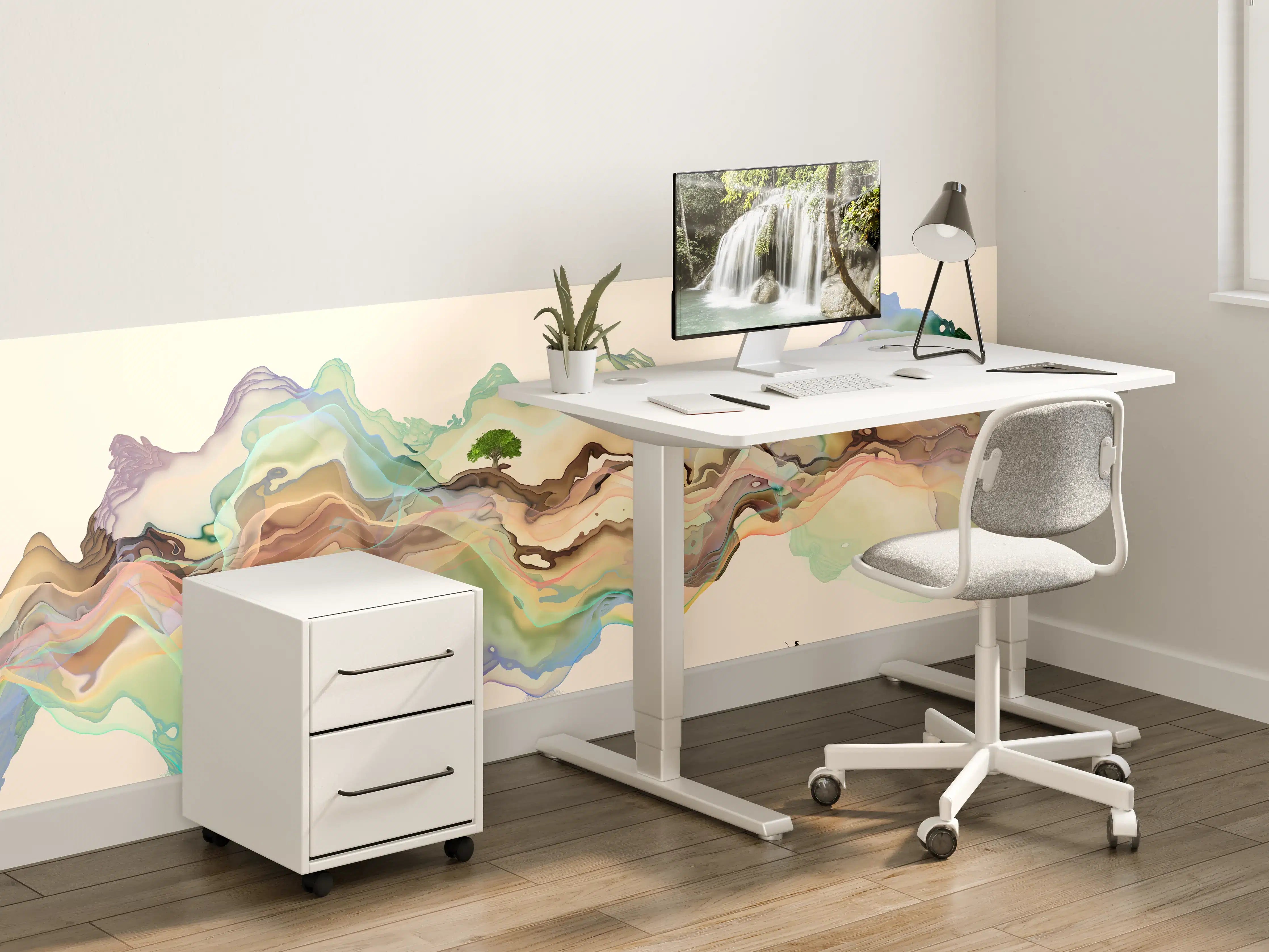 Kinderzimmer Wandgestaltung - Abstrakte Landschafts Illustration