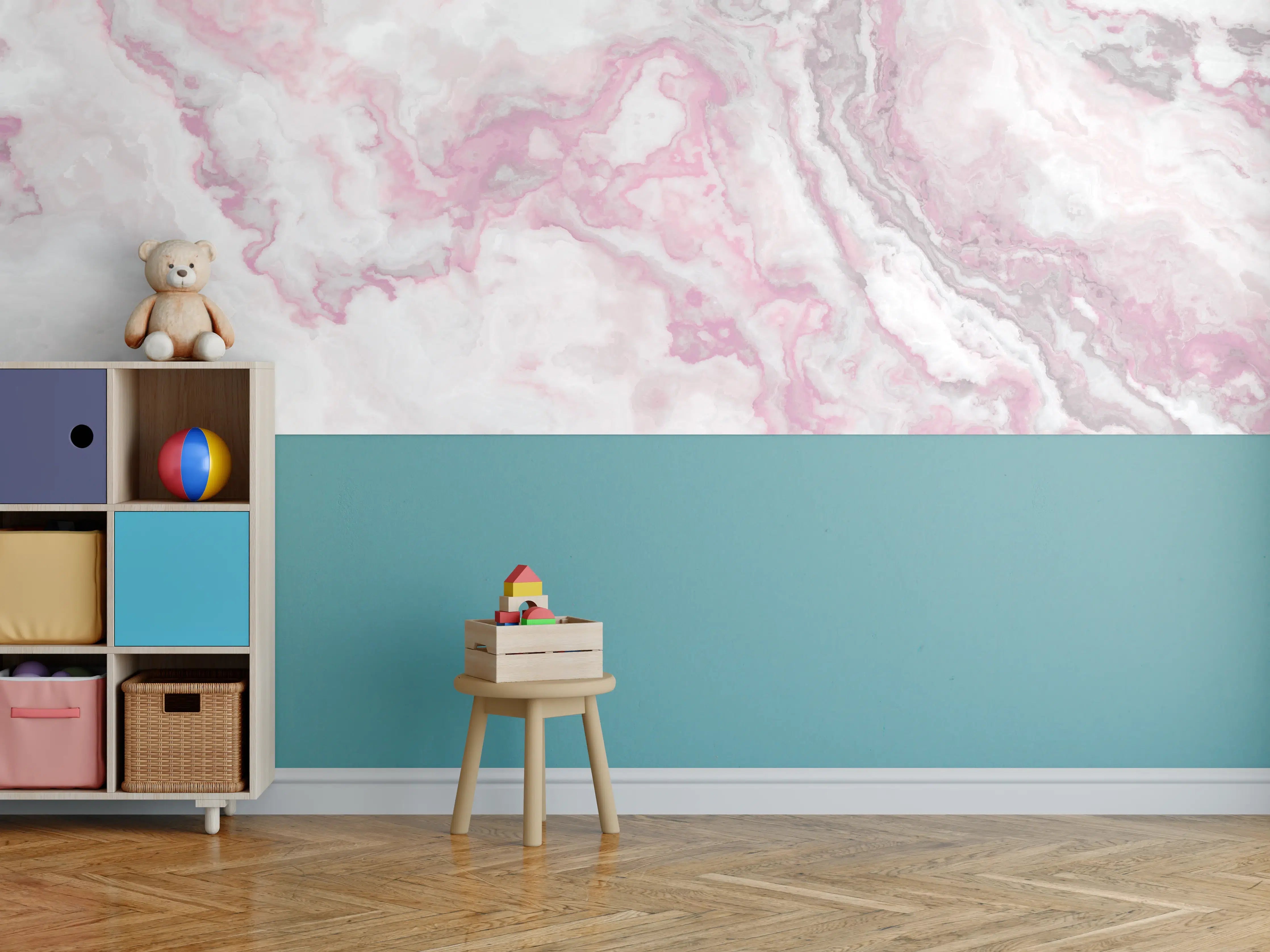Kinderzimmer Wandgestaltung - Abstrakte Marmor Struktur - Aquarelldarstellung