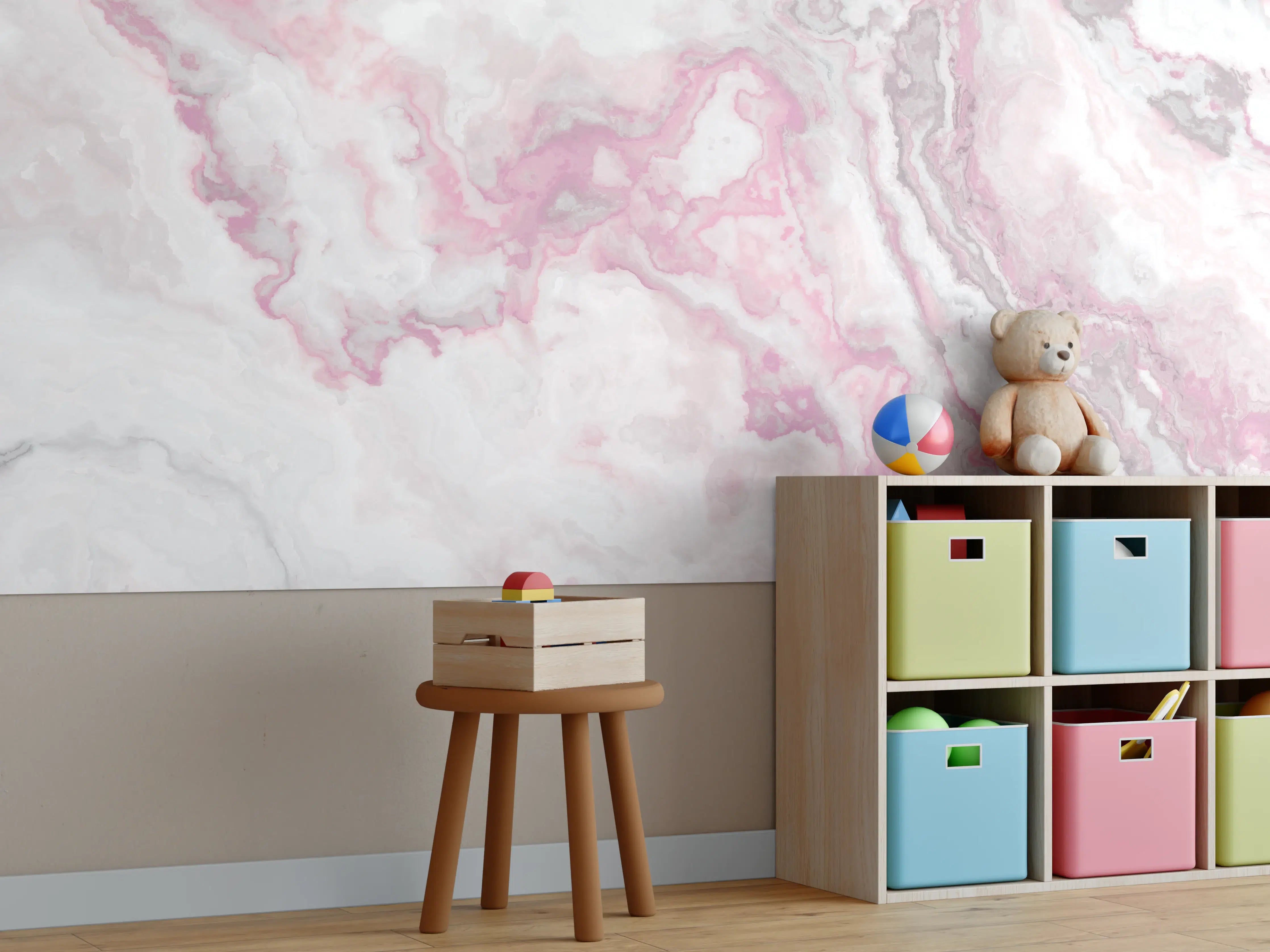 Kinderzimmer Wandgestaltung - Abstrakte Marmor Struktur - Aquarelldarstellung