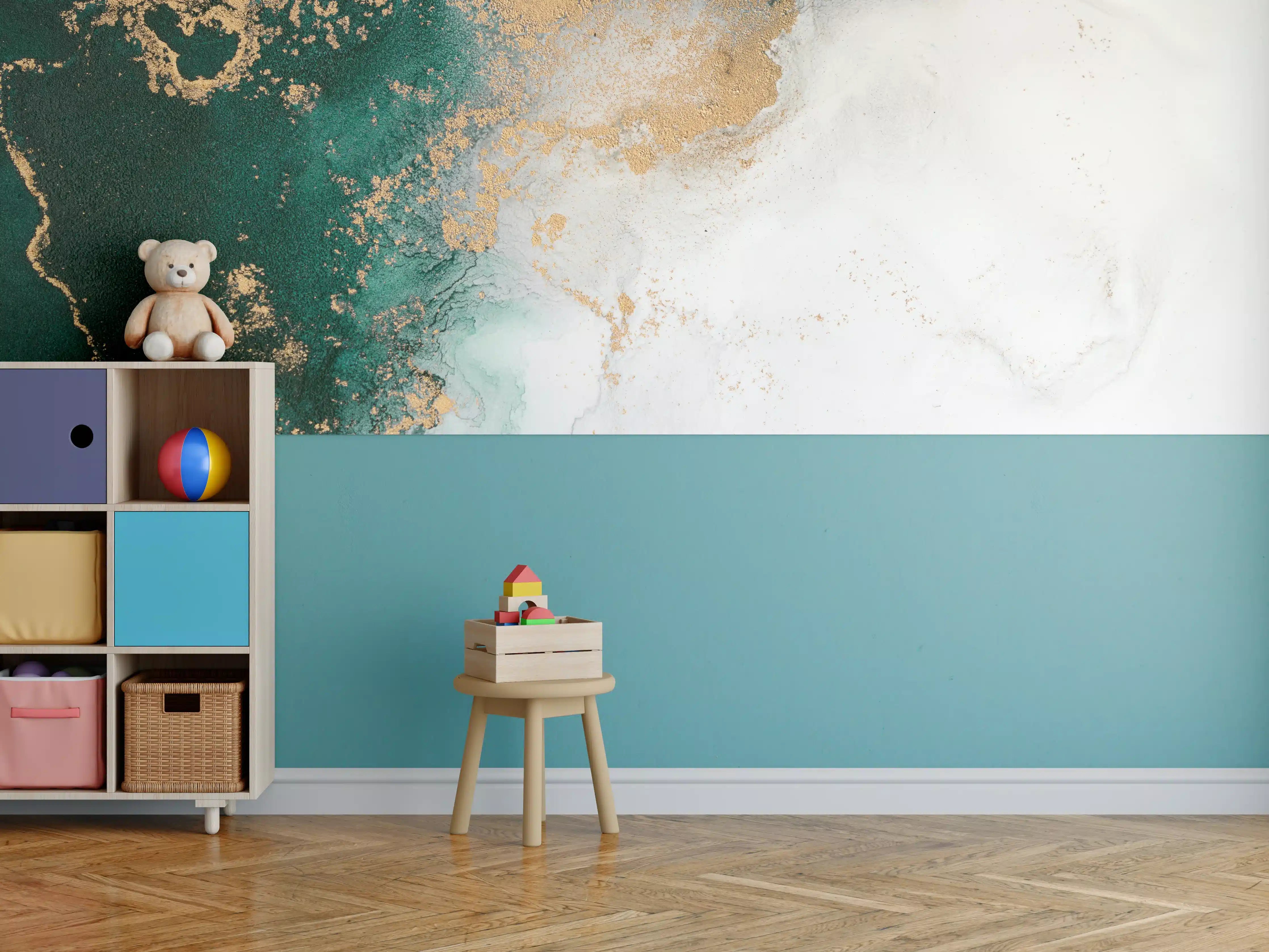 Kinderzimmer Wandgestaltung - Abstrakte Marmor Textur - Flüssigmalerei