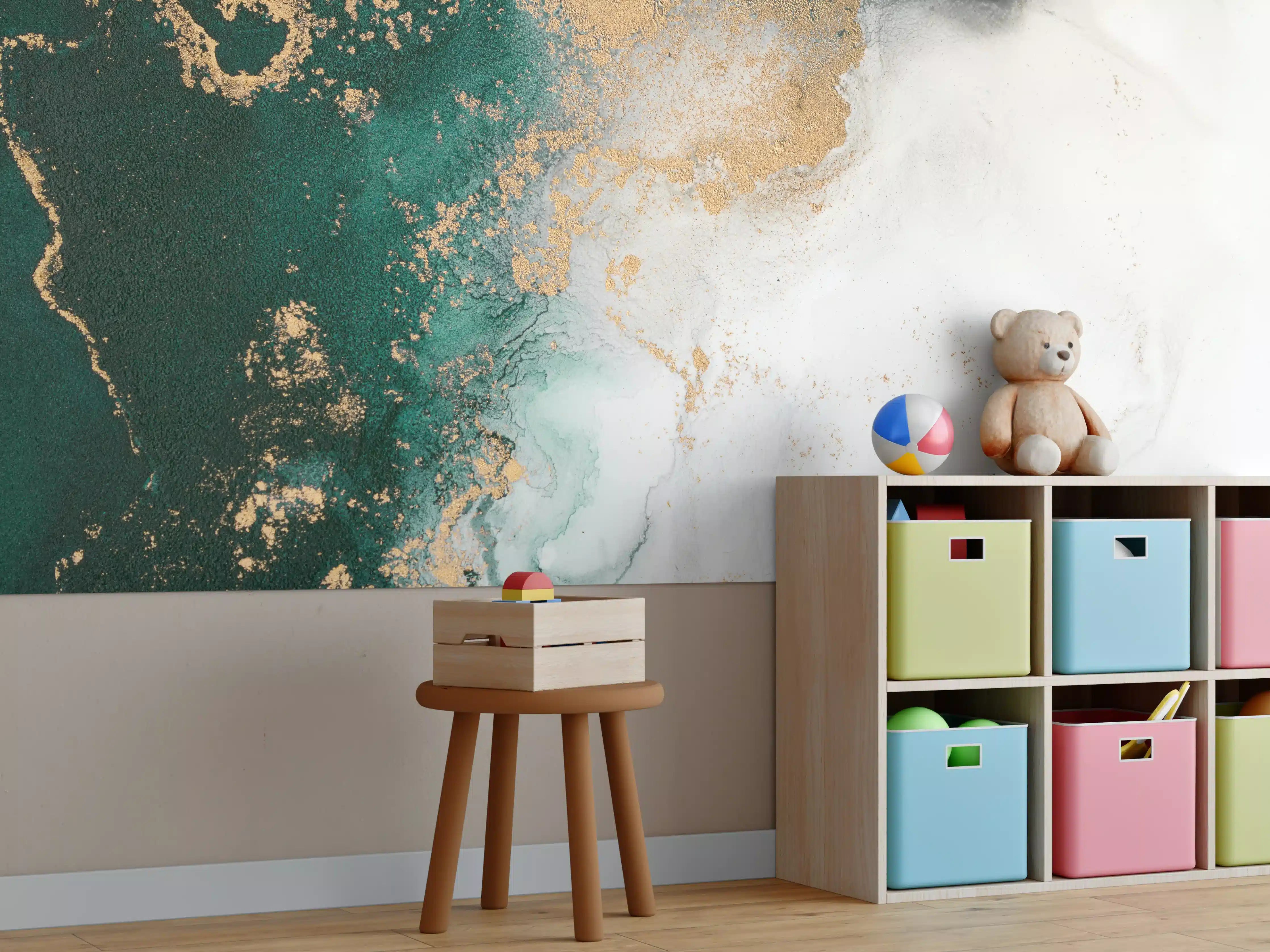 Kinderzimmer Wandgestaltung - Abstrakte Marmor Textur - Flüssigmalerei
