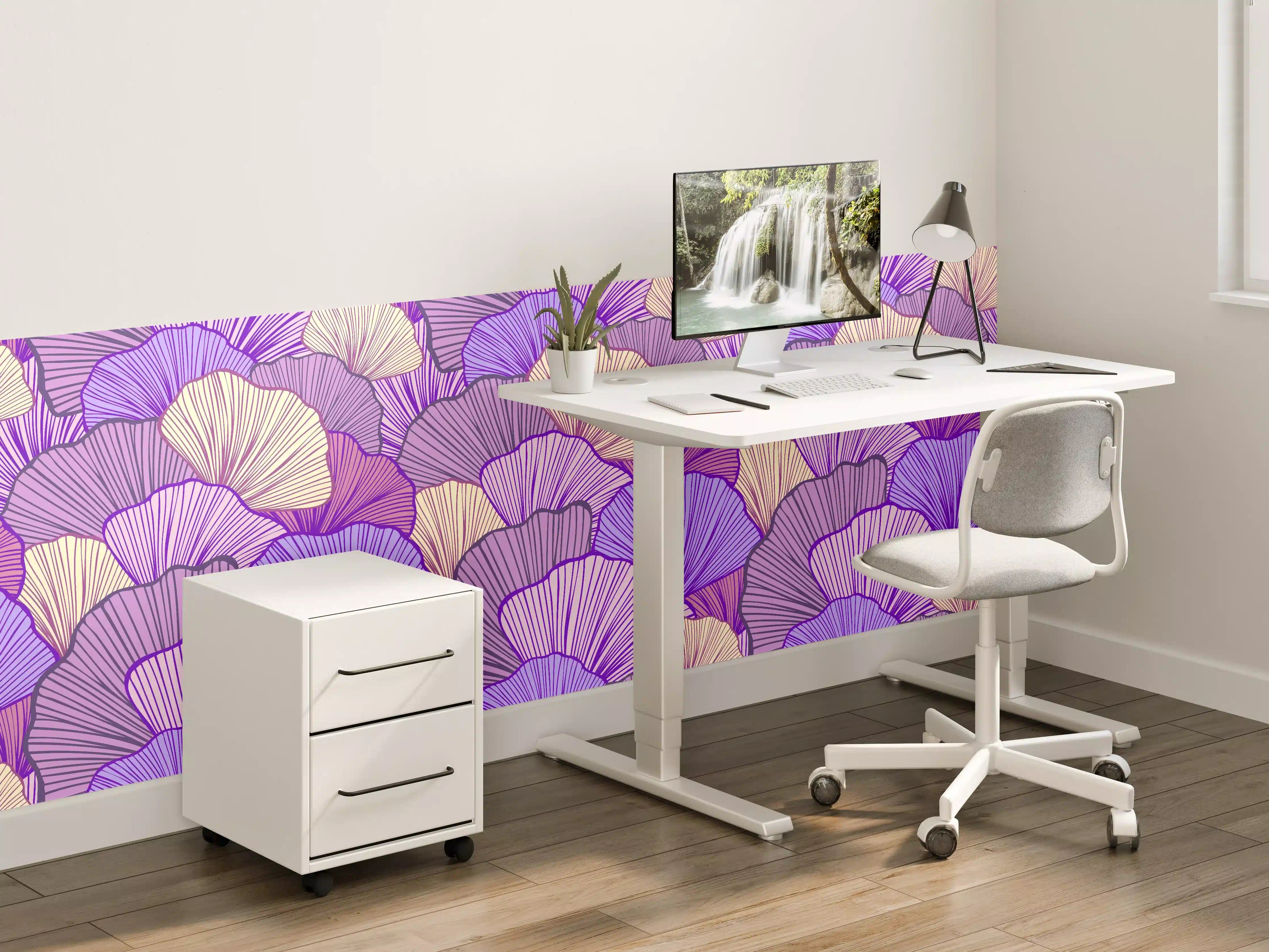 Kinderzimmer Wandgestaltung - Abstrakte Muscheln in Lila