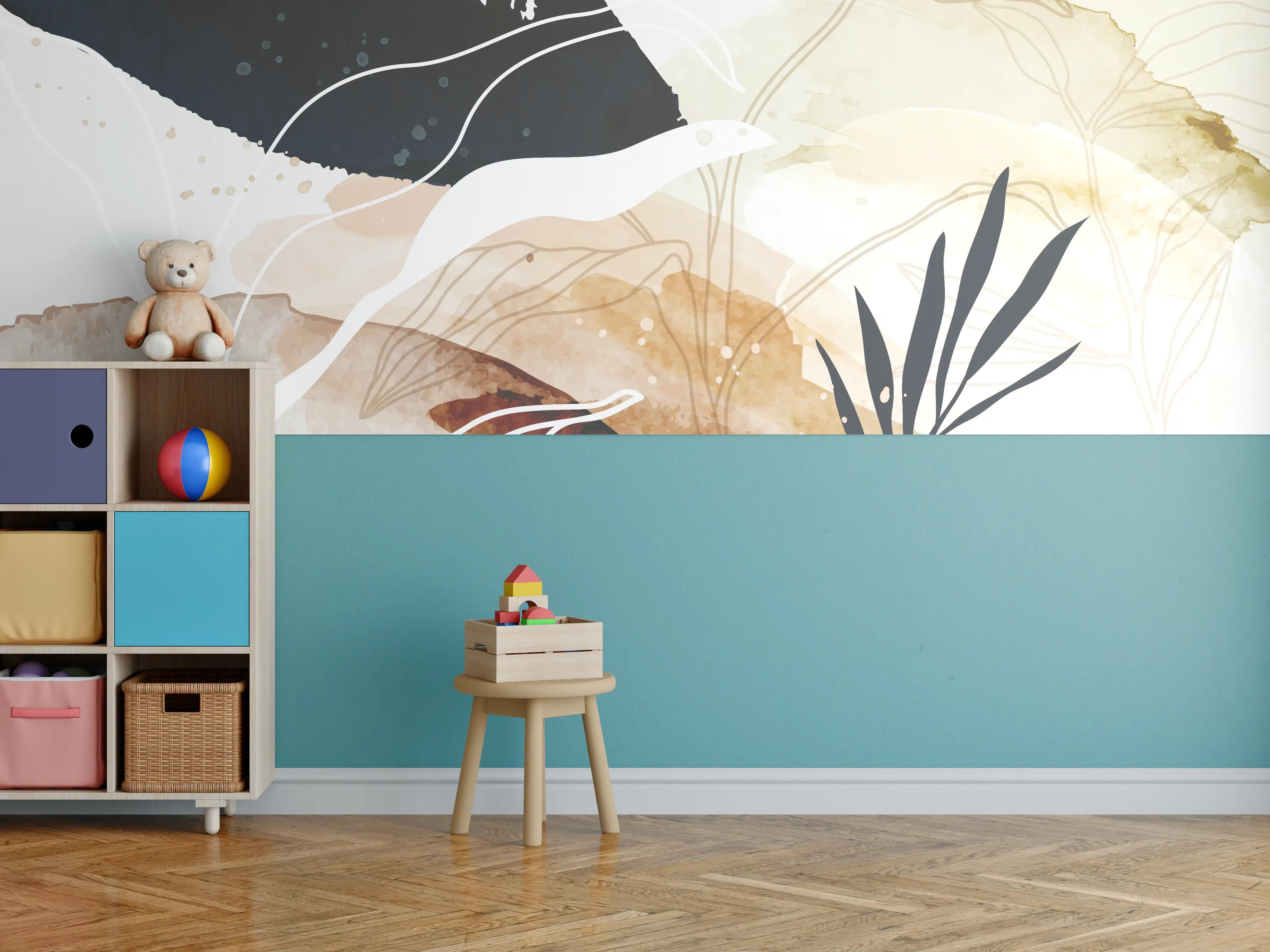 Kinderzimmer Wandgestaltung - Abstrakte Natur Kunst